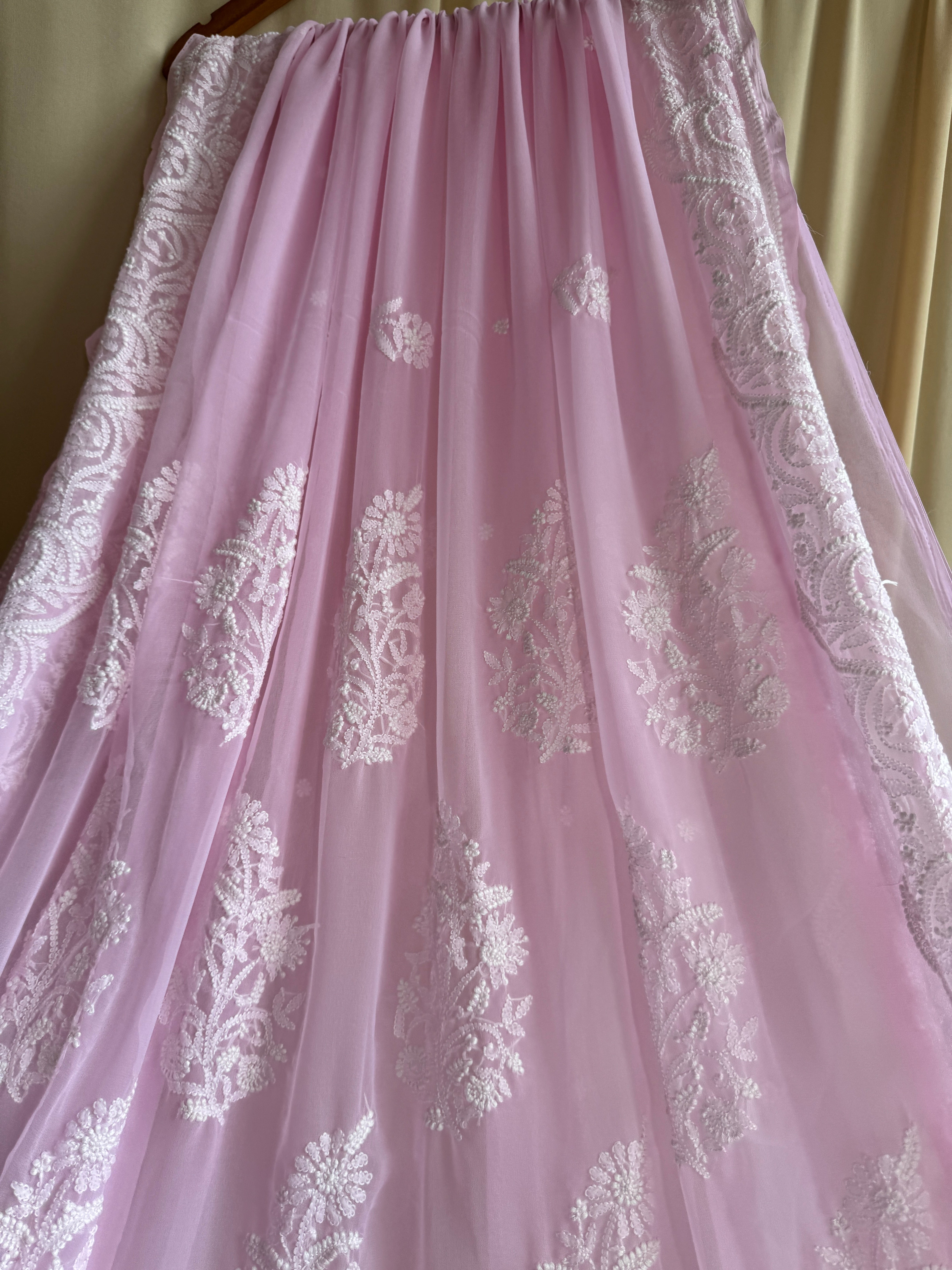 Georgette Chikankari saree in Pink ARIAA CHIKANKARI