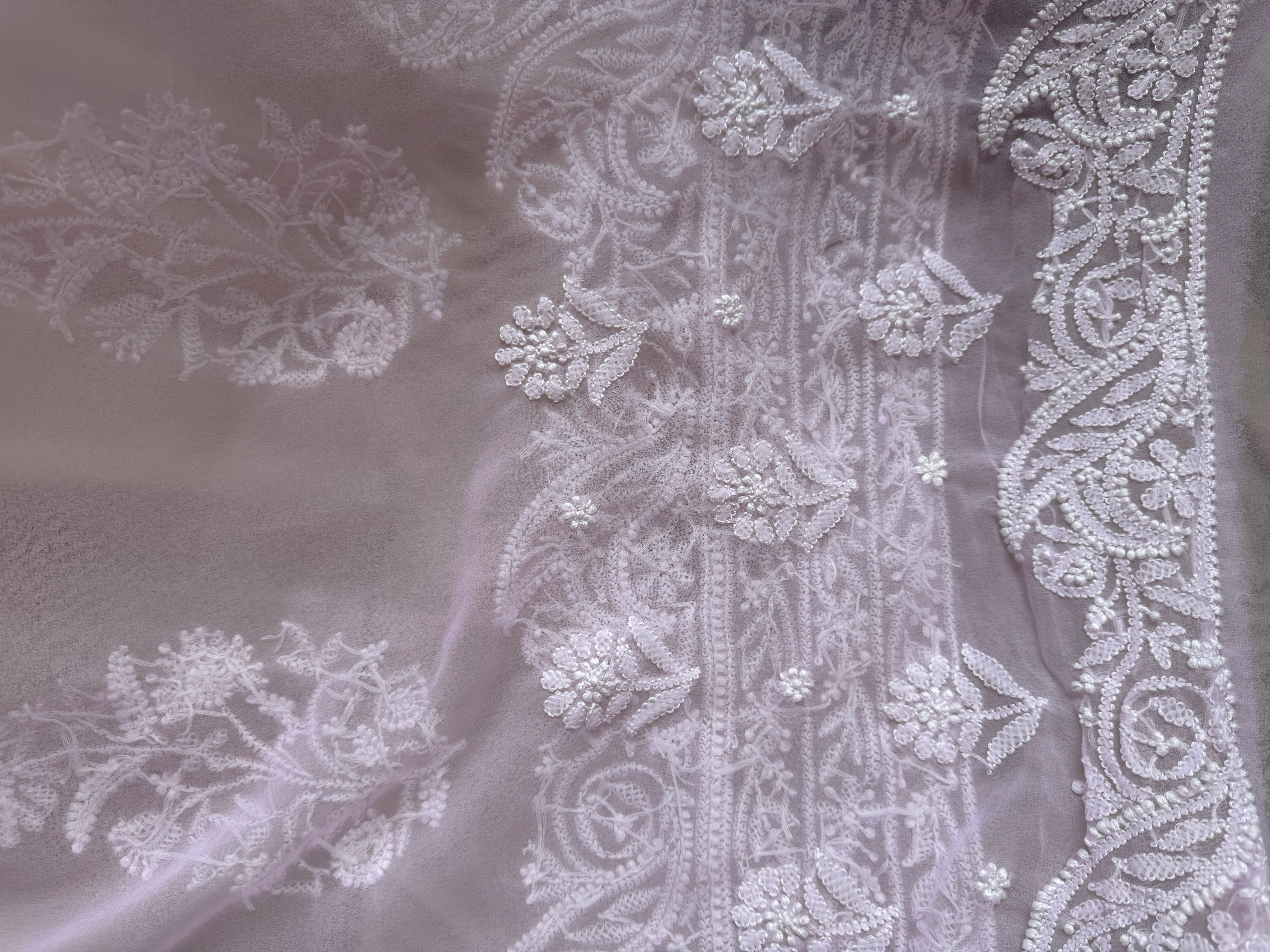 Georgette Chikankari saree in Pink ARIAA CHIKANKARI
