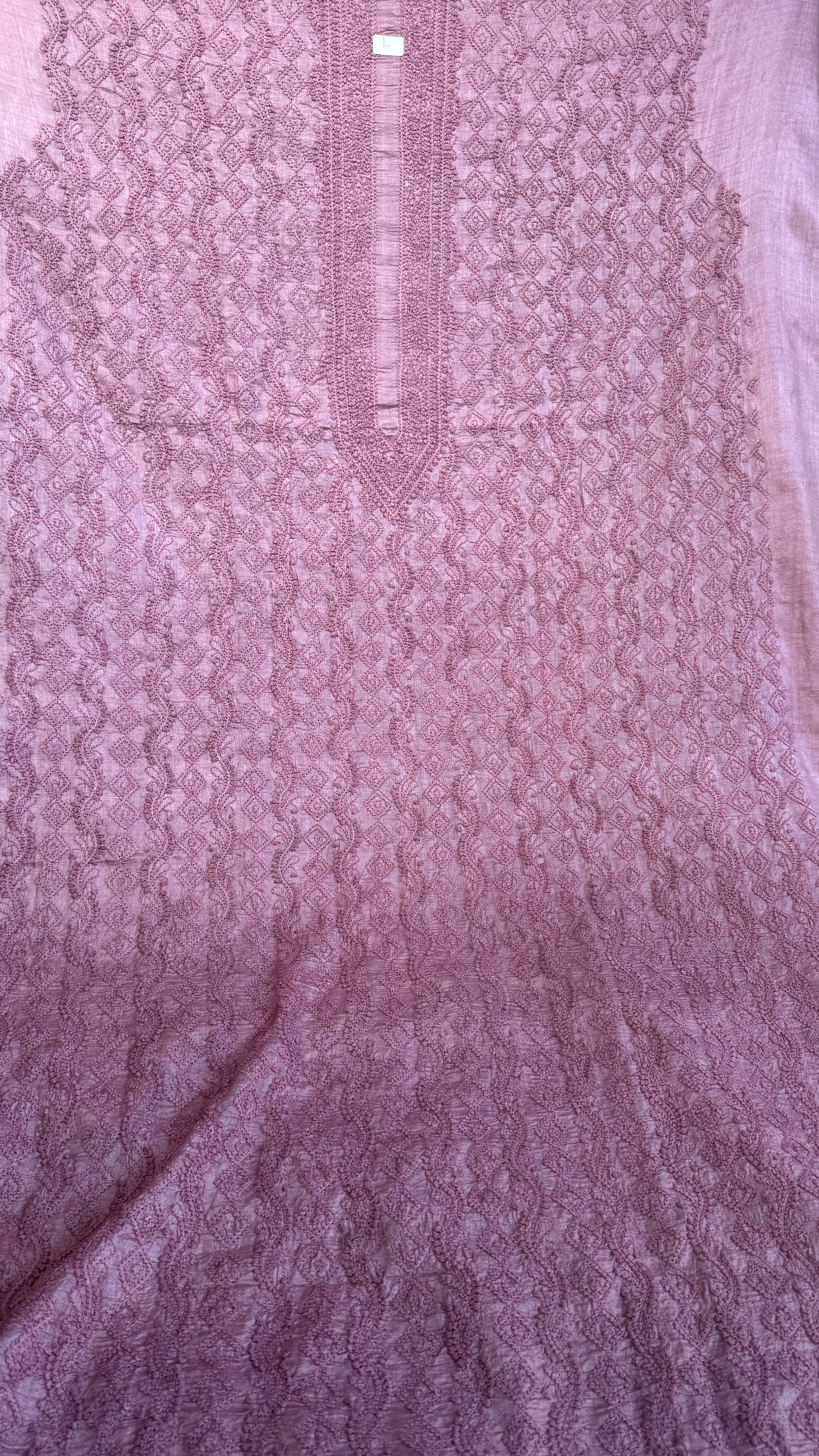 Pure Tussar Silk Chikankari Kurta Length - Mens- Mauve