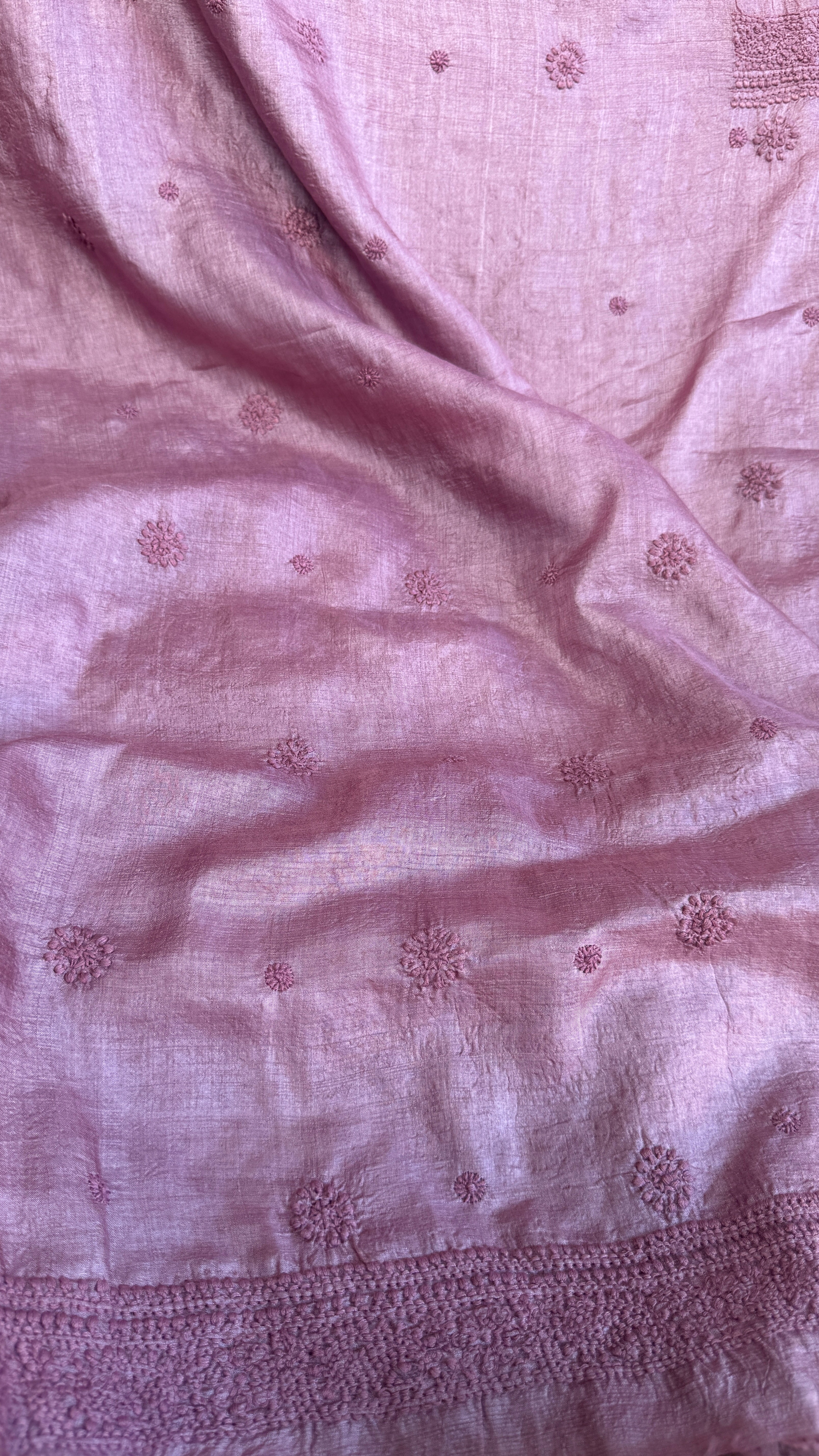 Pure Tussar Silk Chikankari Kurta Length - Mens- Mauve