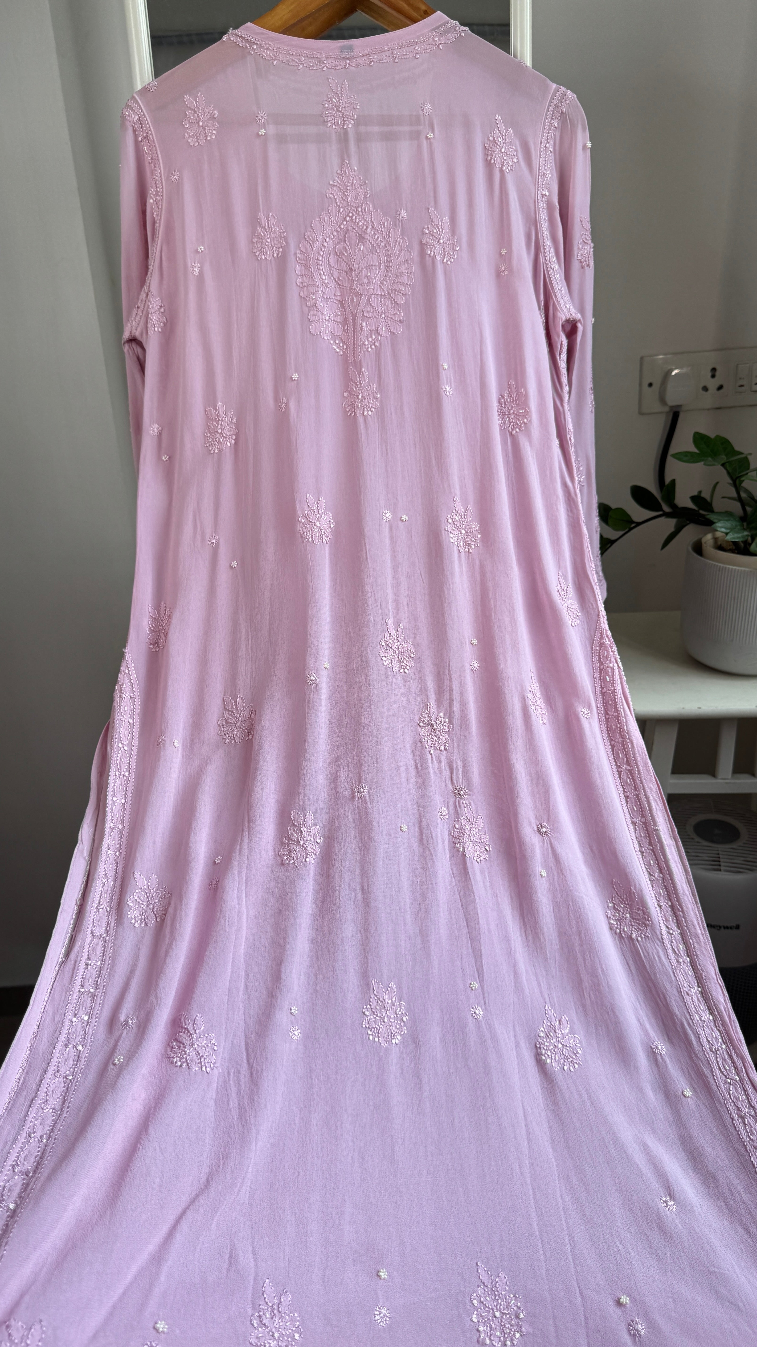 Viscose Kurti with Pearl Work - Onion Pink