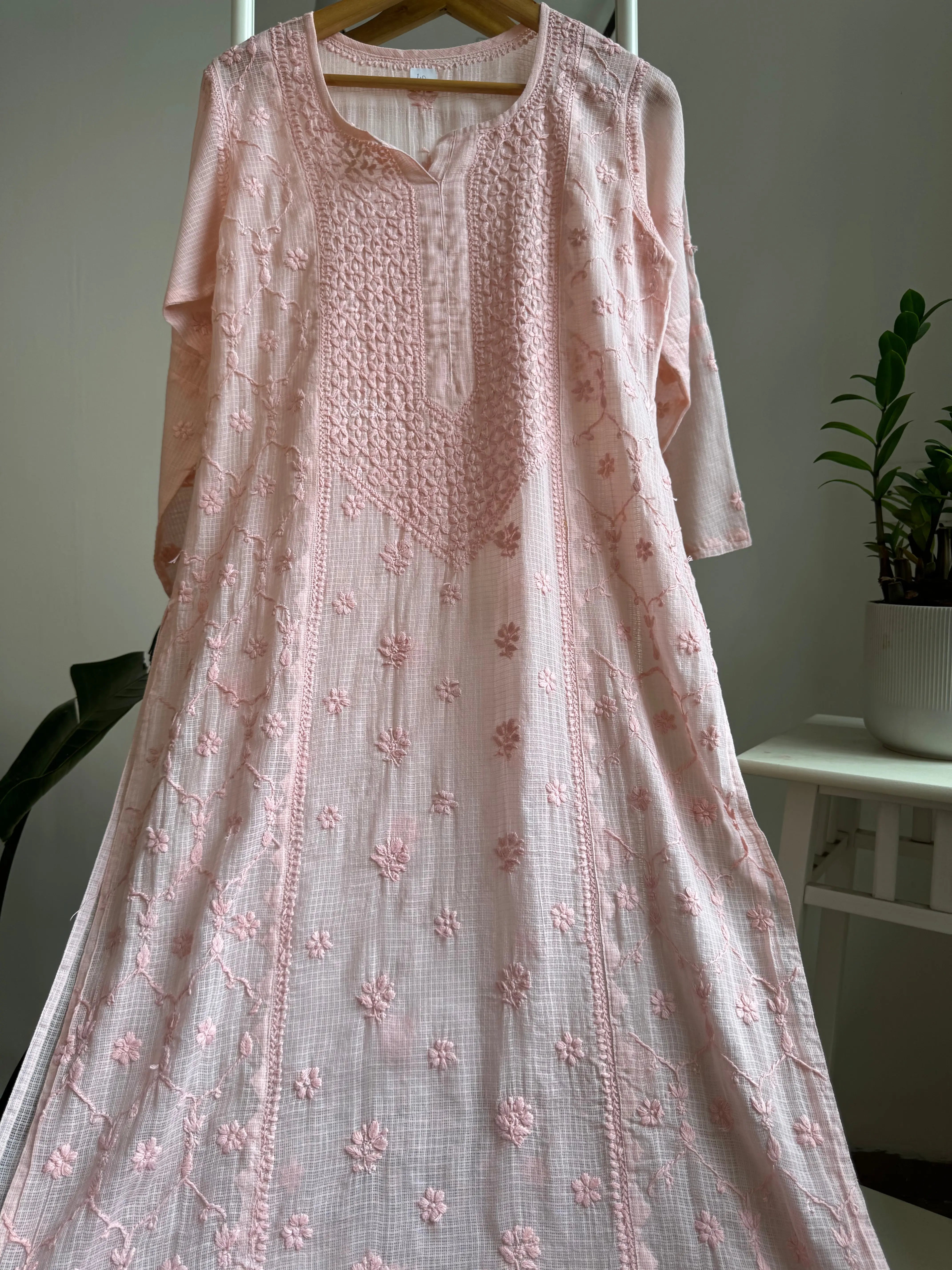 Kota Soft Cotton Chikankari Kurti - Pale Pink ARIAA CHIKANKARI
