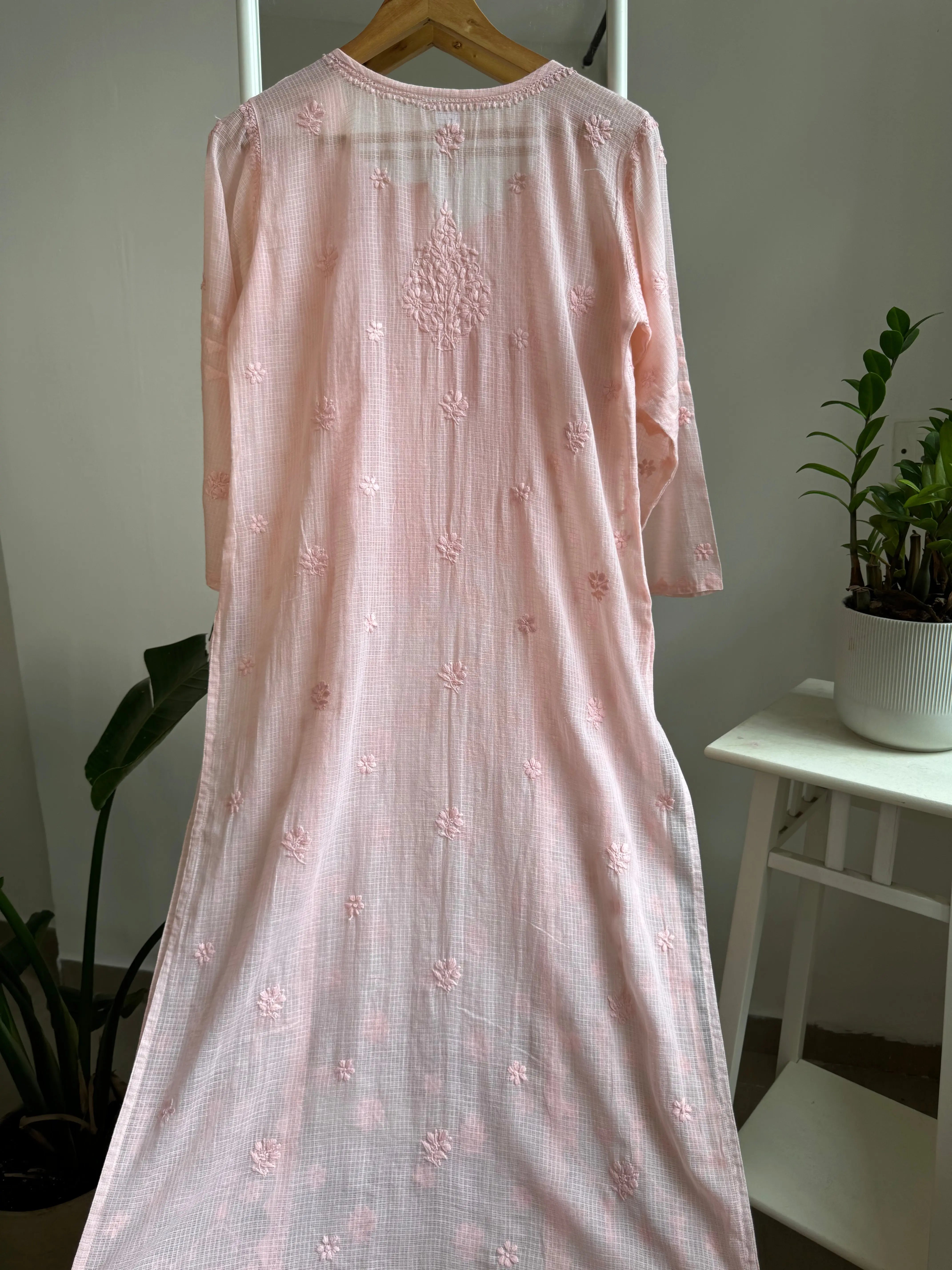 Kota Soft Cotton Chikankari Kurti - Pale Pink ARIAA CHIKANKARI