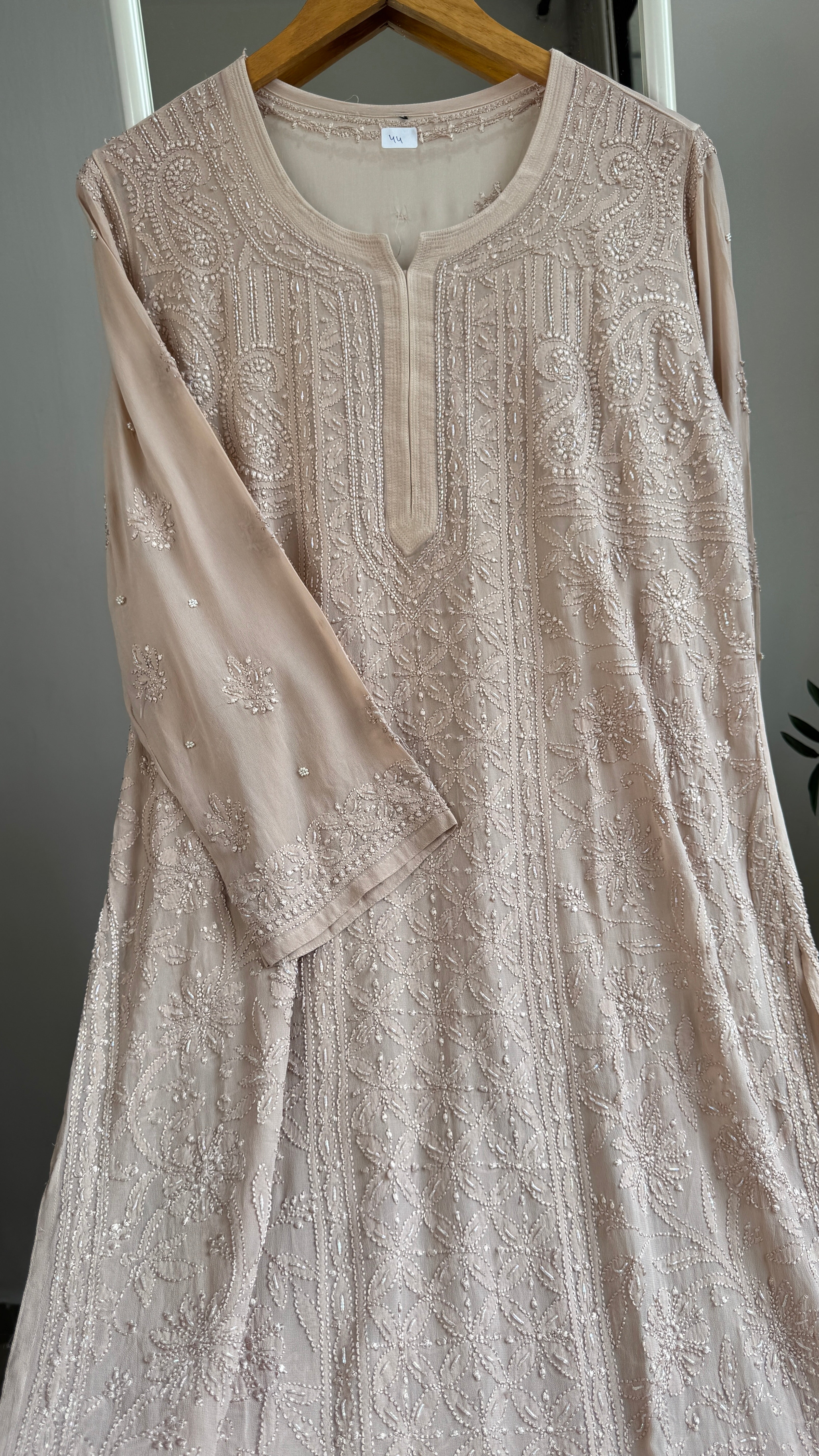 Viscose Kurti with Pearl Work - Nude Pink
