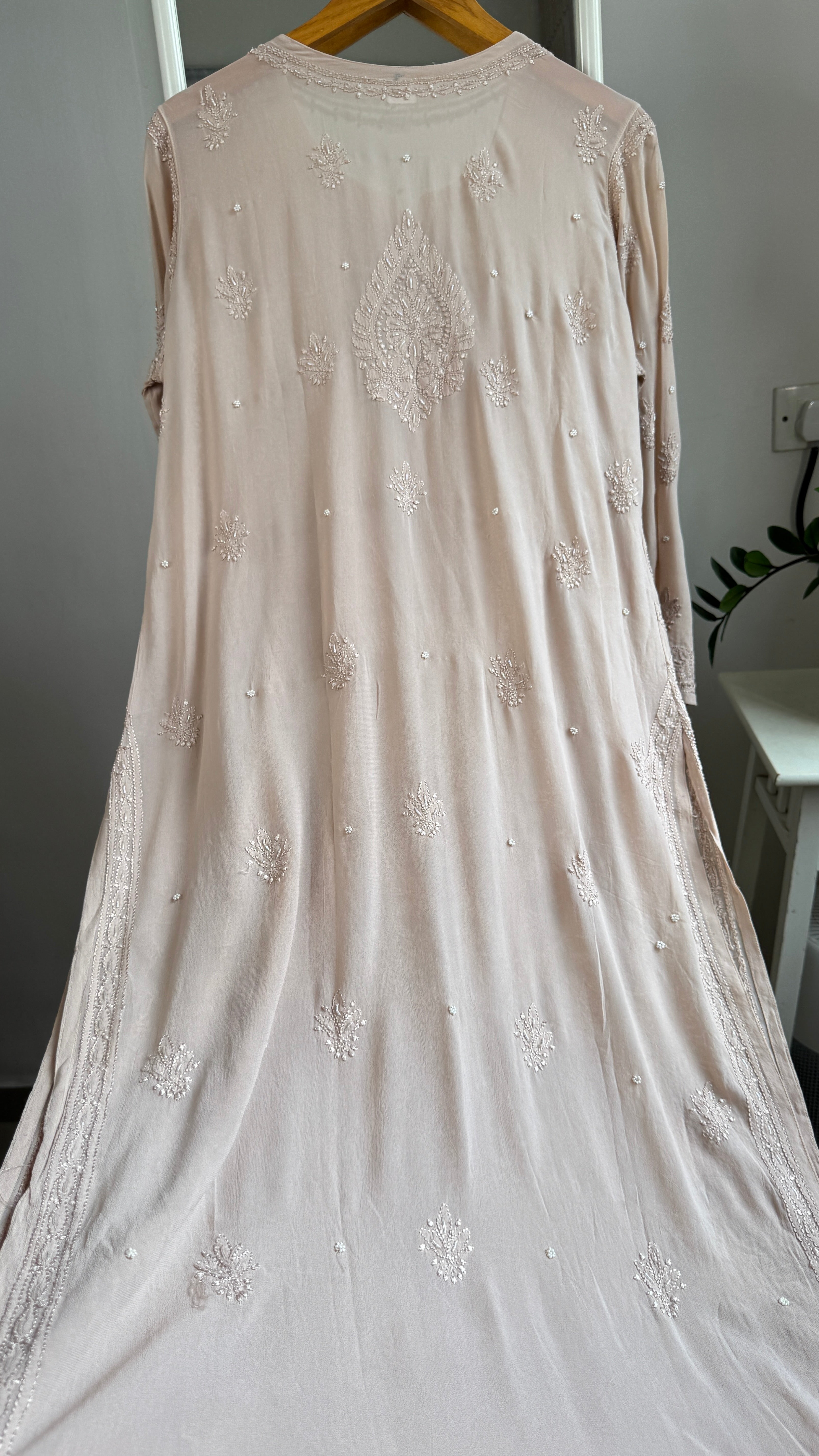 Viscose Kurti with Pearl Work - Nude Pink