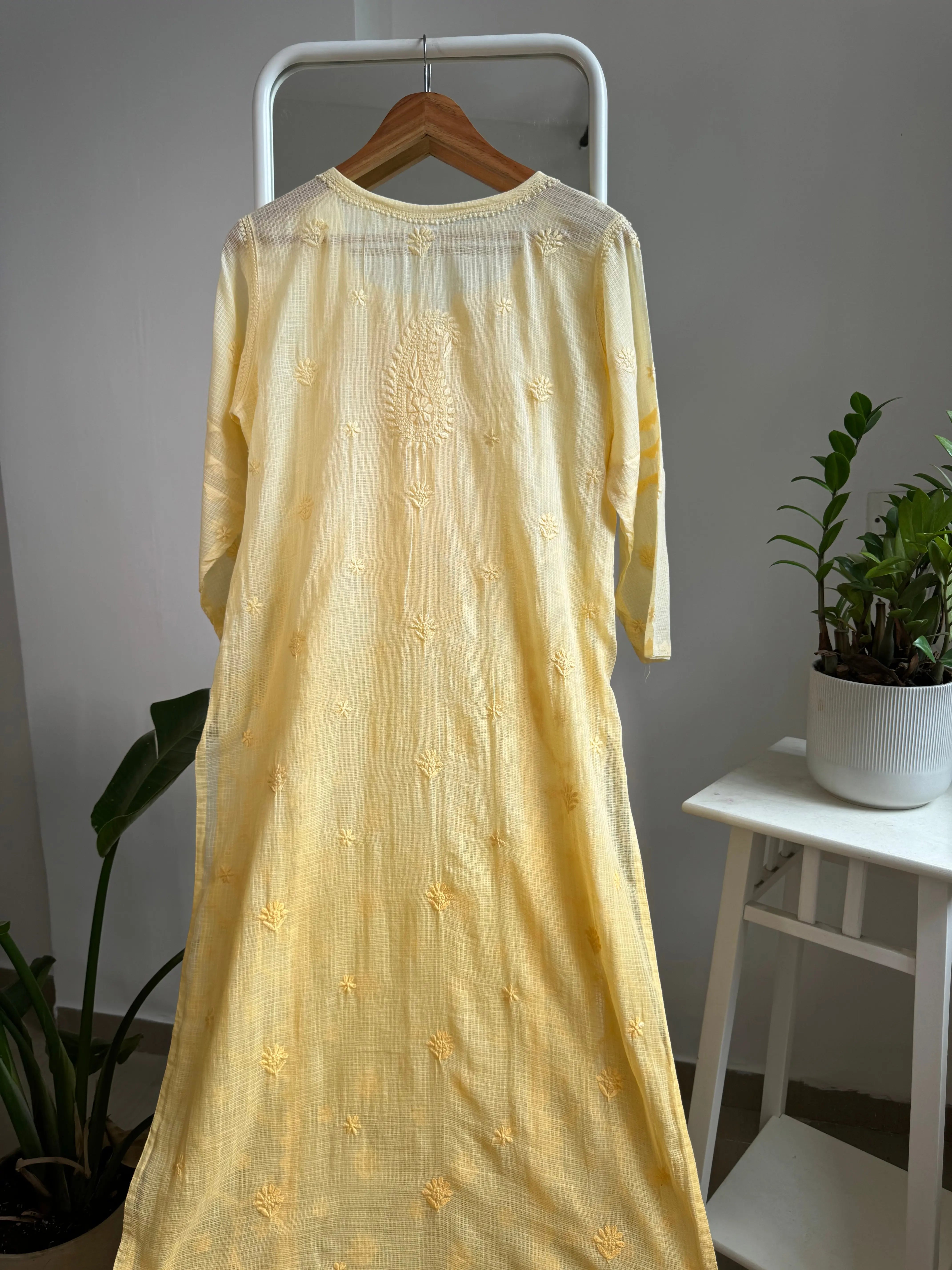Kota Soft Cotton Chikankari Kurti - Yellow ARIAA CHIKANKARI