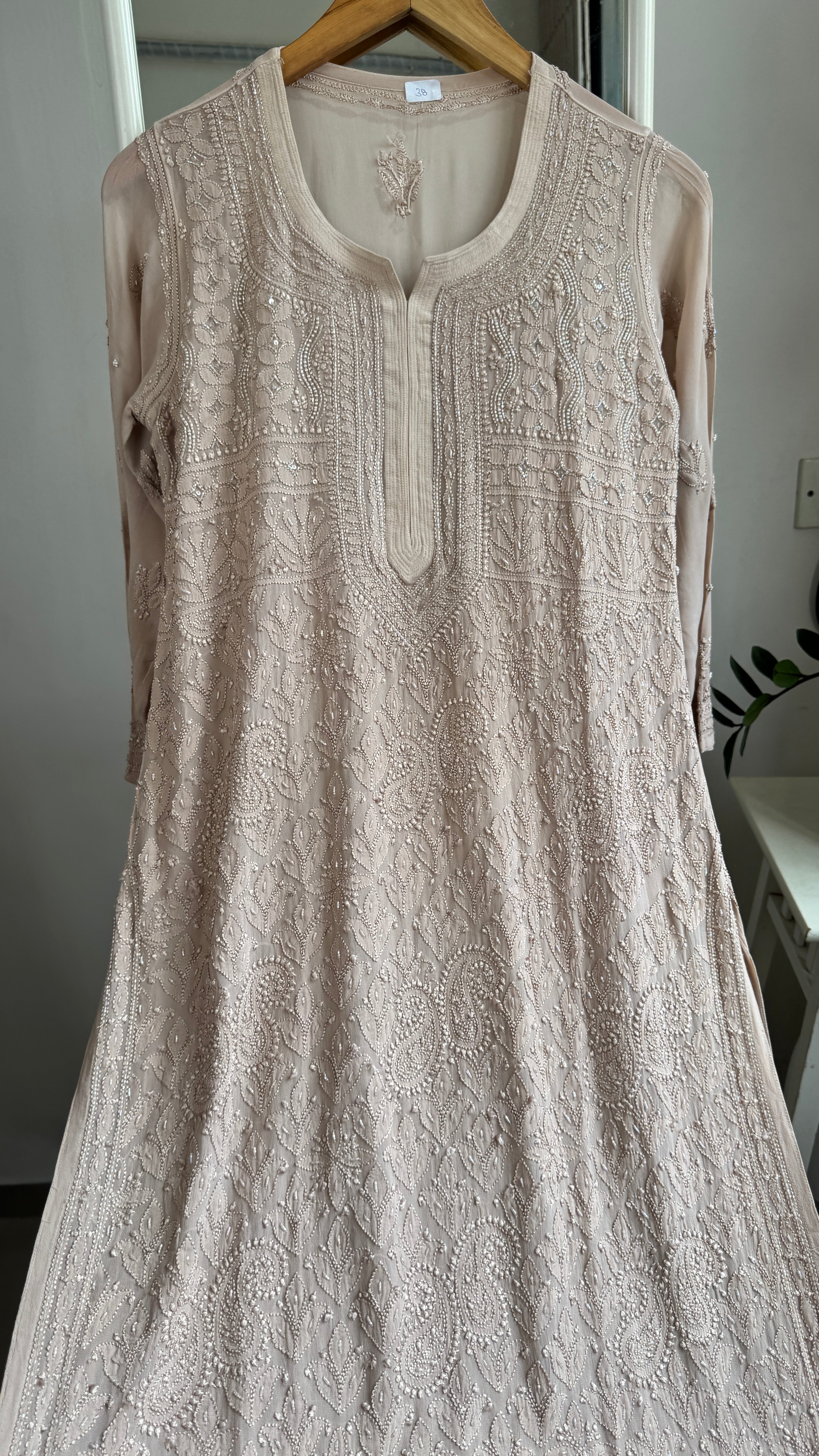 Viscose Kurti with Pearl Work - Nude Pink