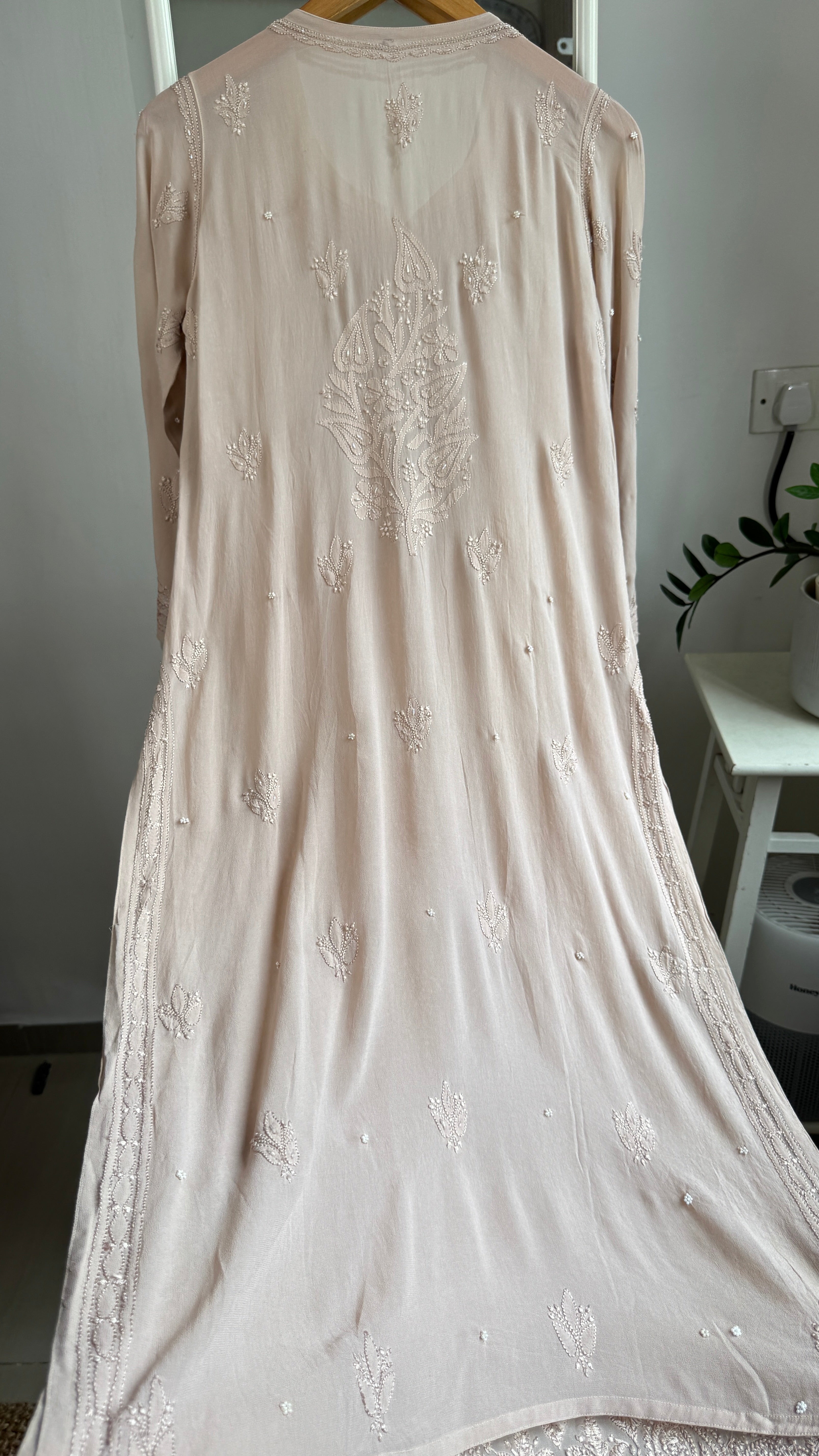 Viscose Kurti with Pearl Work - Nude Pink