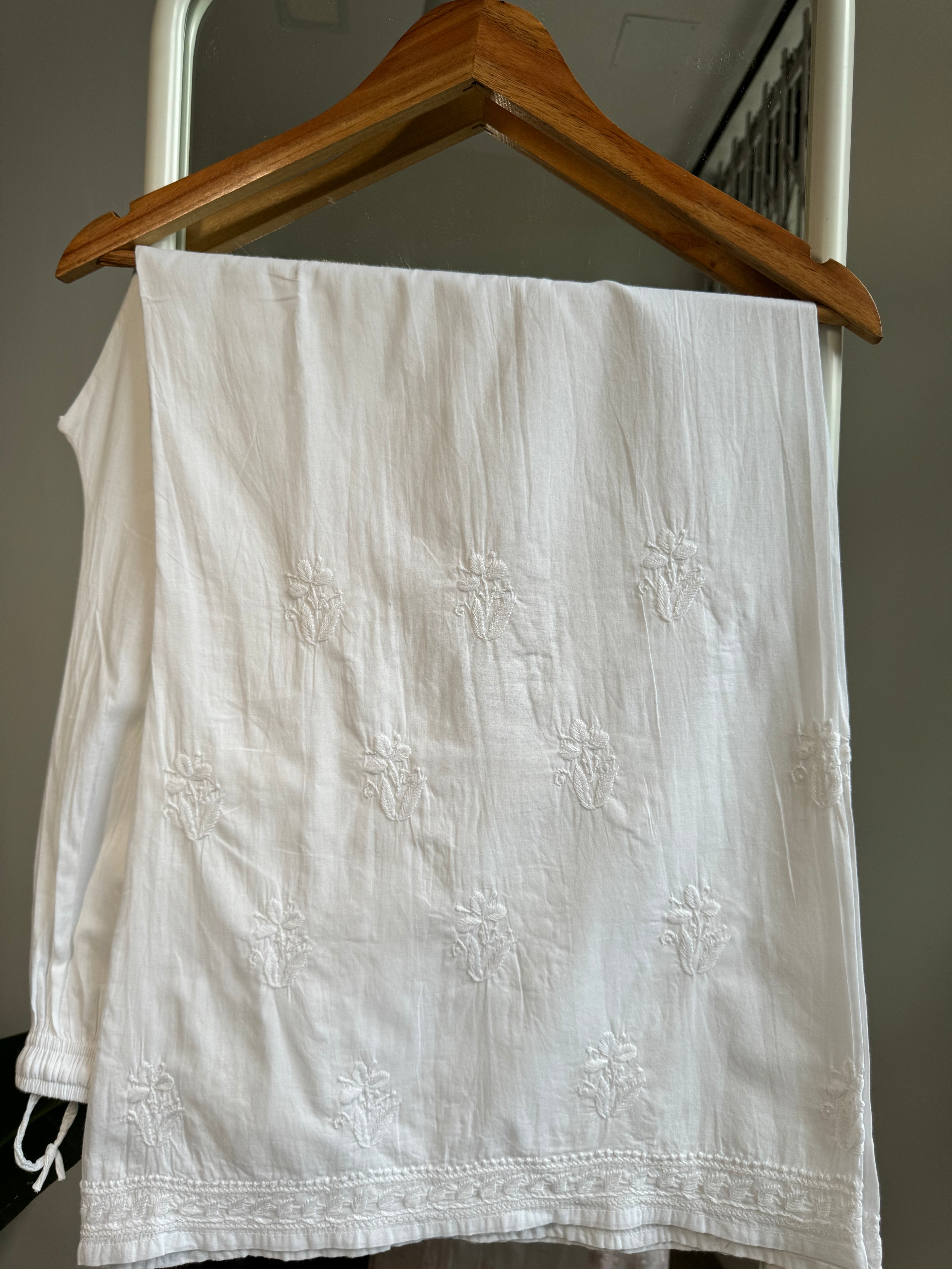 Cotton Chikankari Plazzo Set - White ARIAA CHIKANKARI