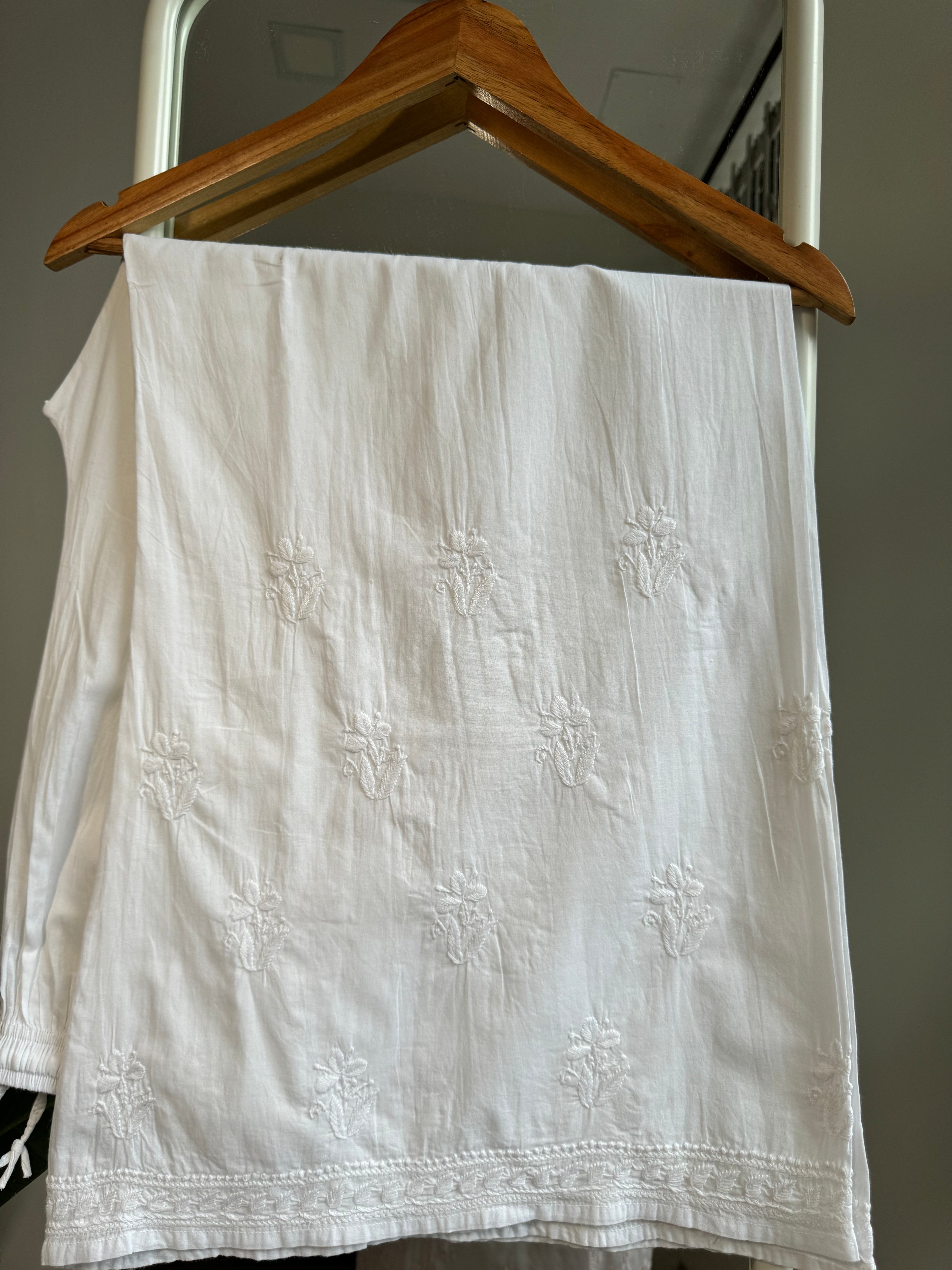 Cotton Chikankari Plazzo Set - White ARIAA CHIKANKARI