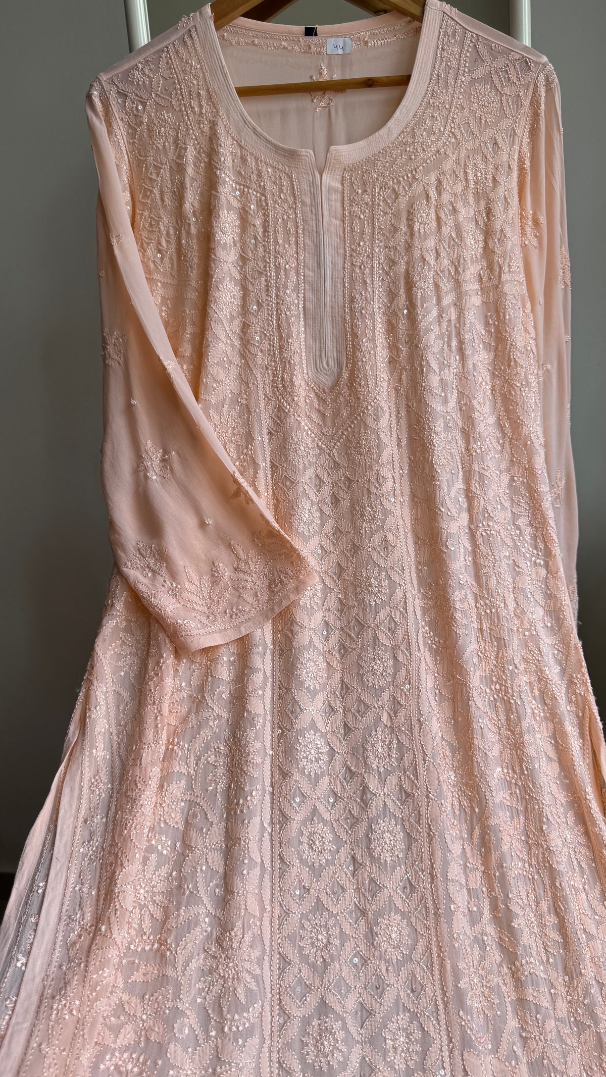 Viscose Kurti with Pearl Work - Peach