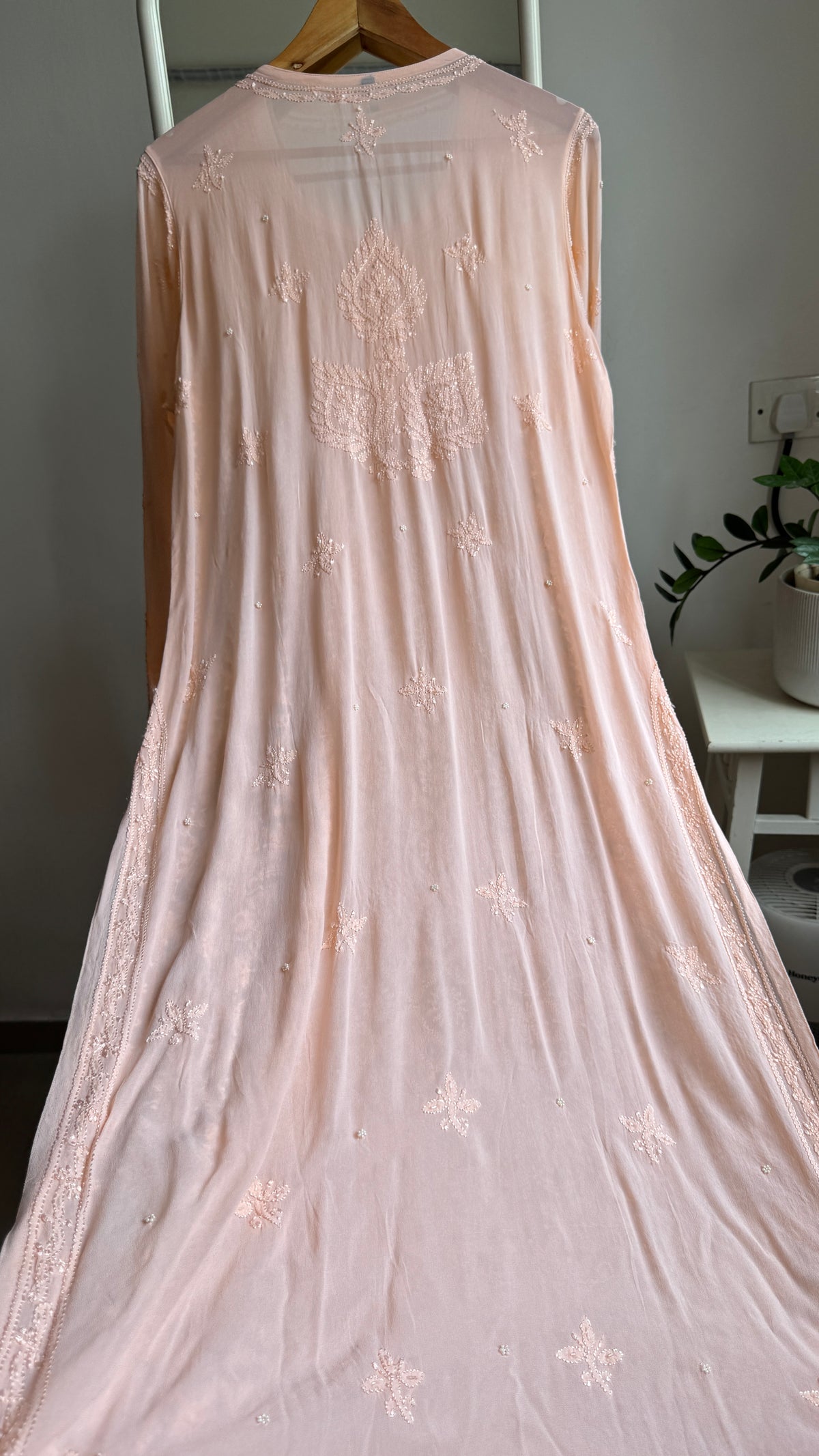 Viscose Kurti with Pearl Work - Peach