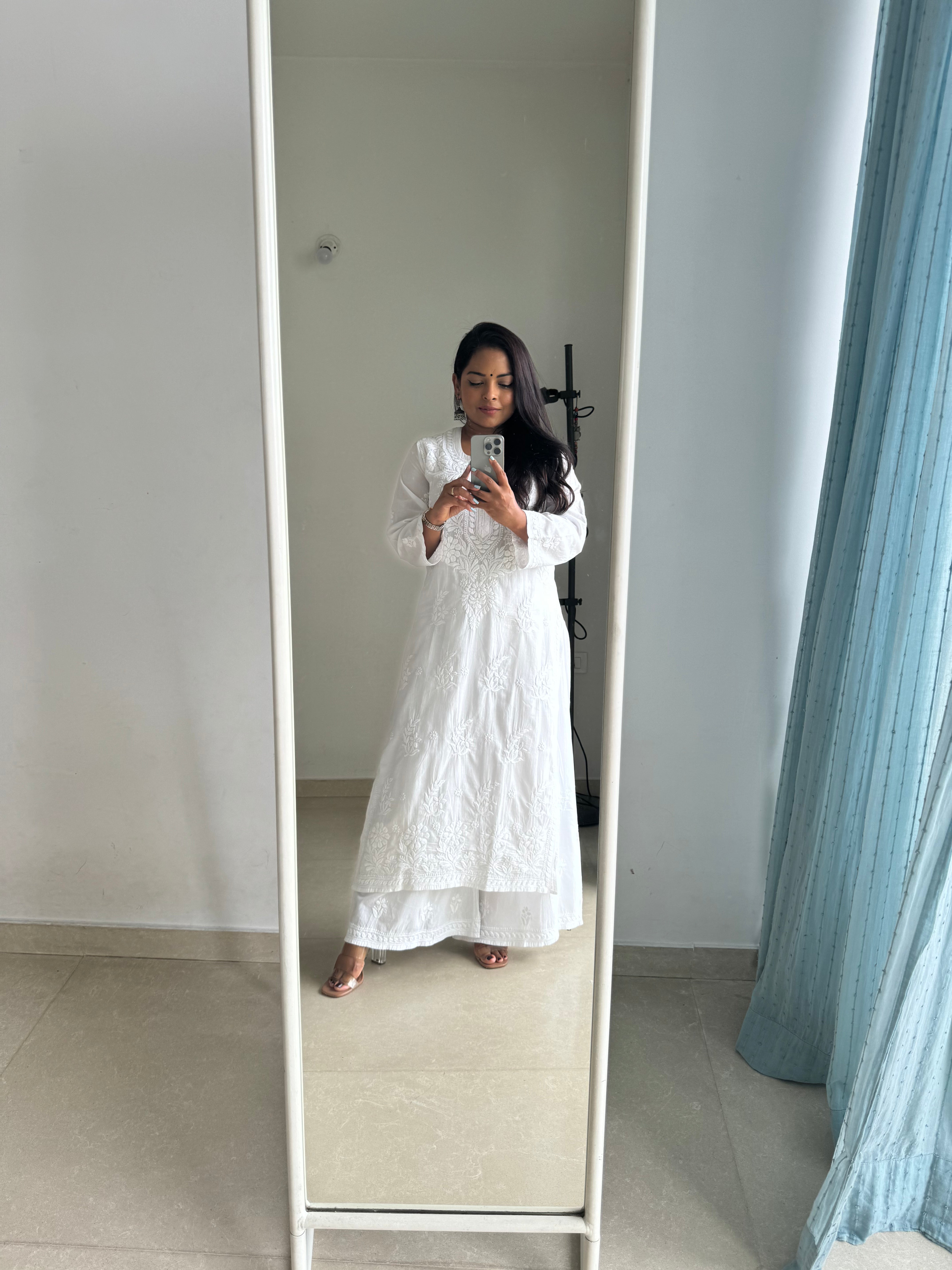 Cotton Chikankari Plazzo Set - White ARIAA CHIKANKARI