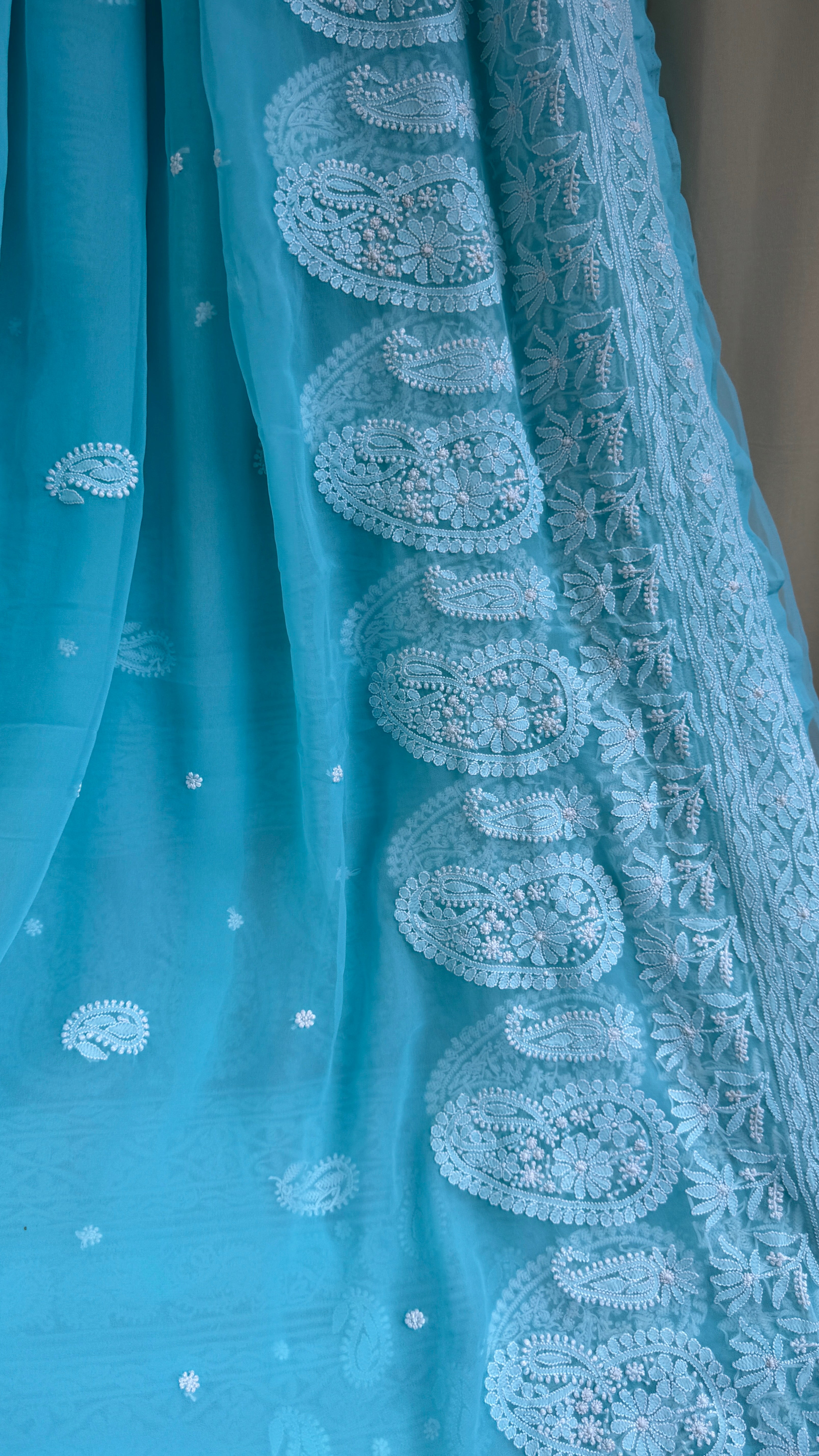 Georgette Chikankari saree in Blue