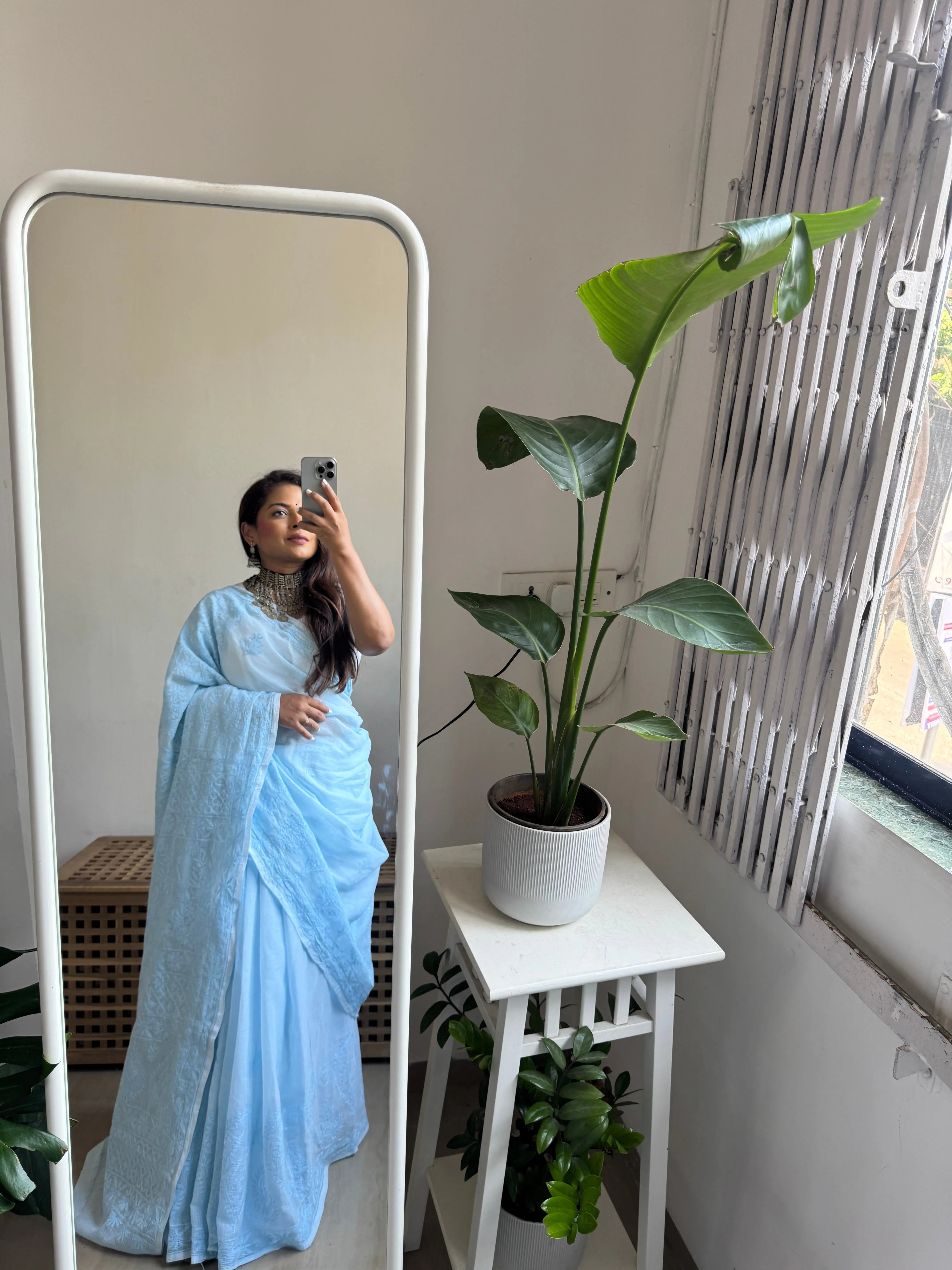 Kota Chikankari saree in Blue ARIAA CHIKANKARI