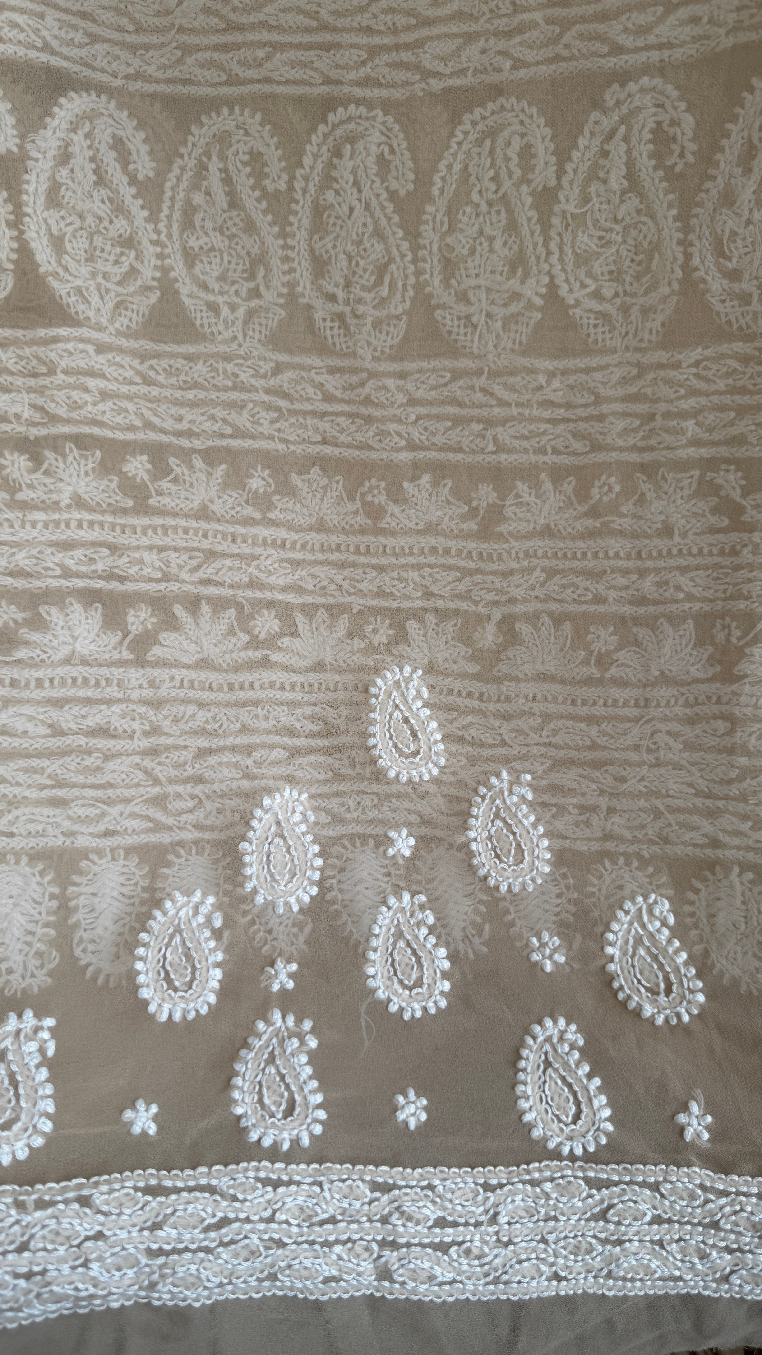 Georgette Chikankari saree in Beige Brown