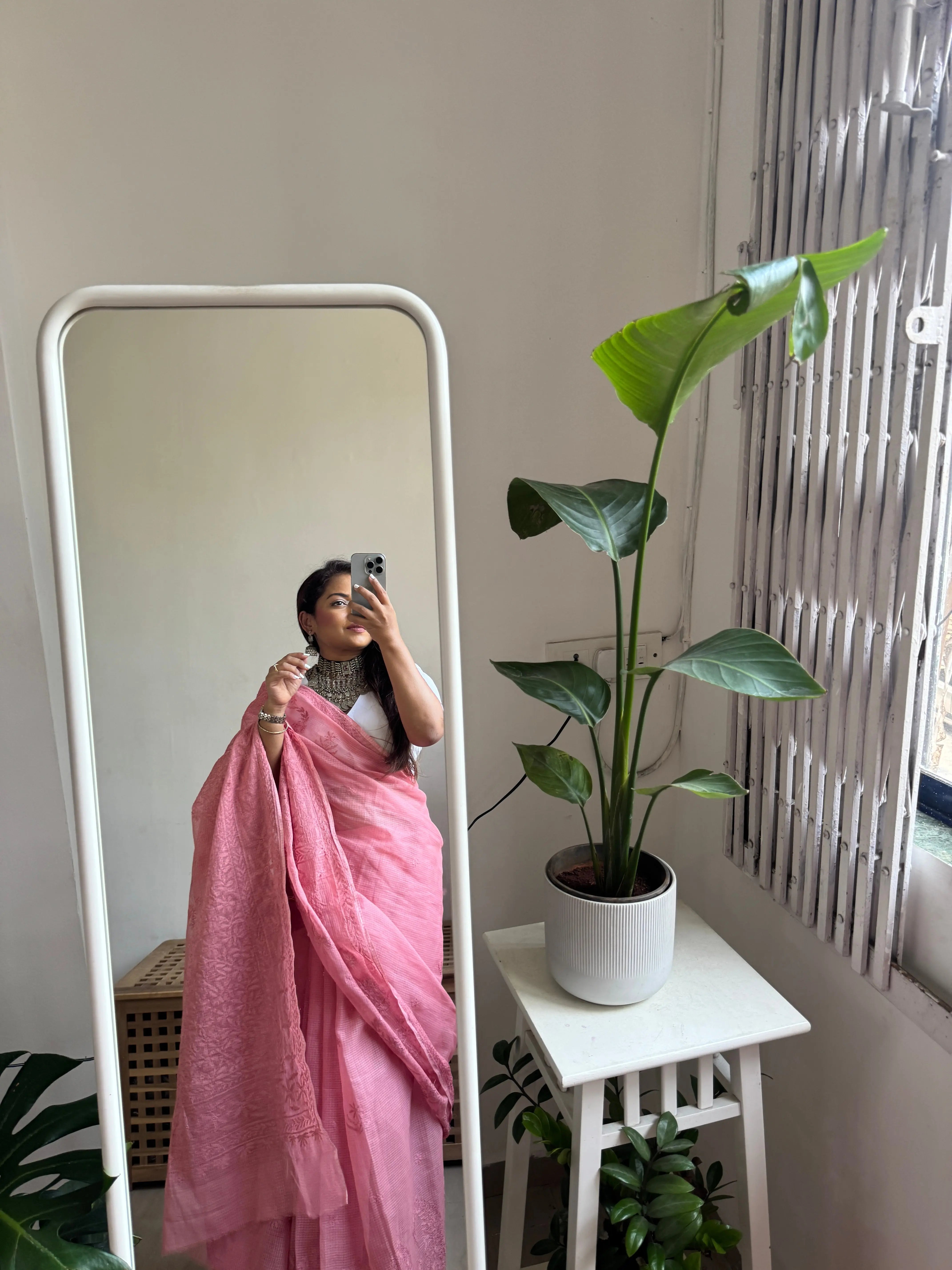 Kota Chikankari saree in Rosewood ARIAA CHIKANKARI