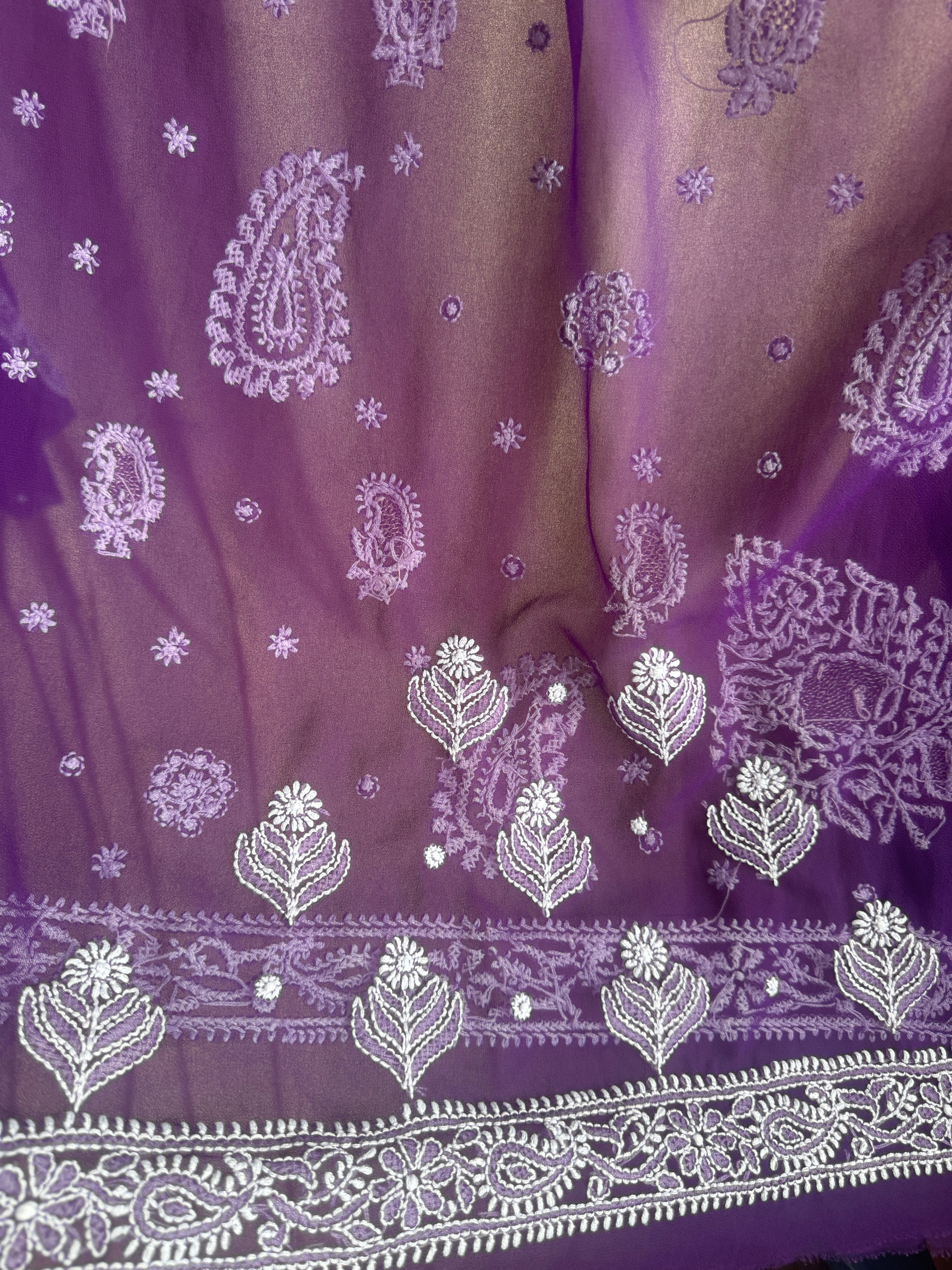 Georgette Chikankari saree in Purple ARIAA CHIKANKARI