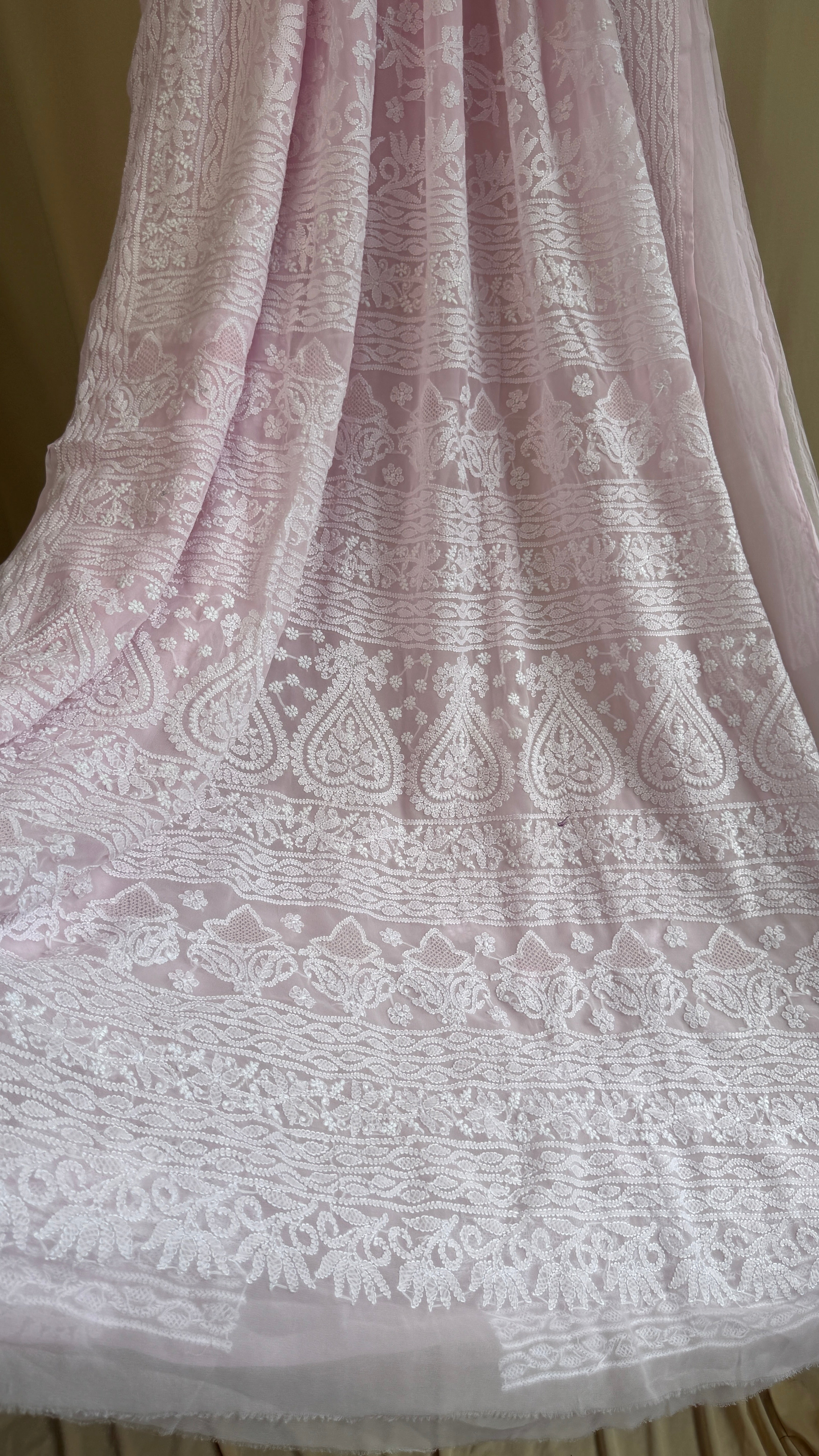 Georgette Chikankari saree in Pink