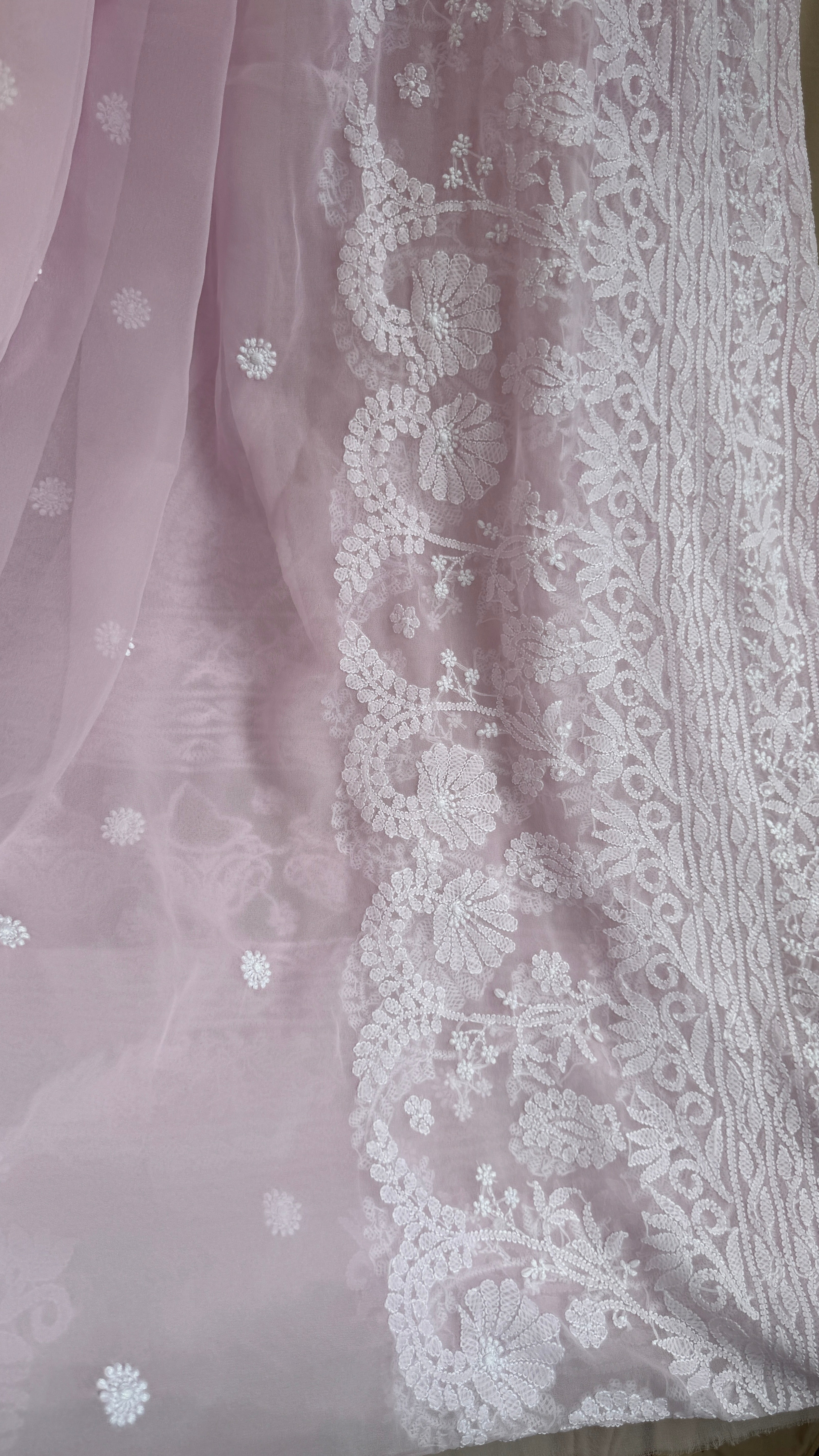 Georgette Chikankari saree in Pink