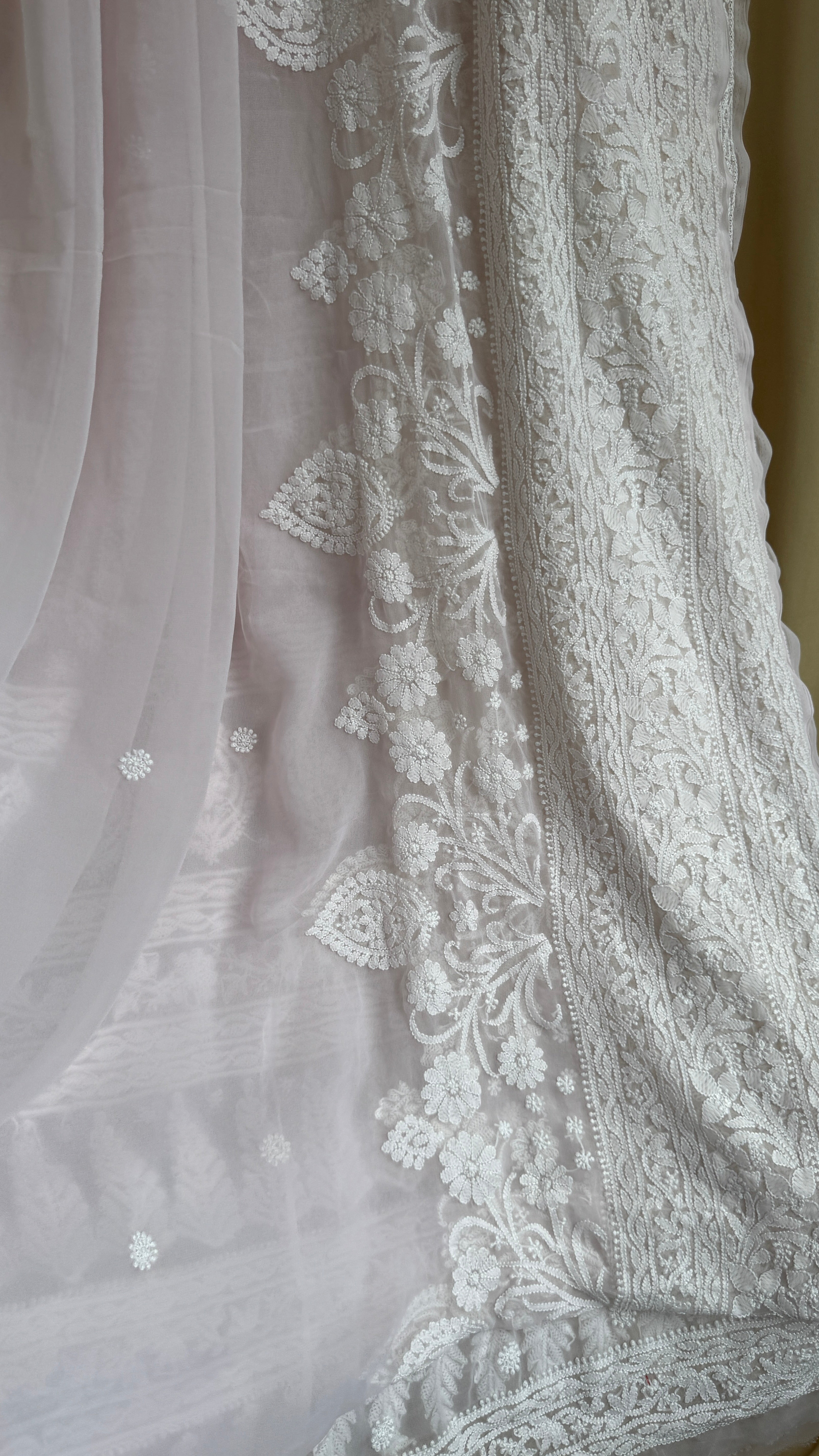 Georgette Chikankari saree in Pale Pink