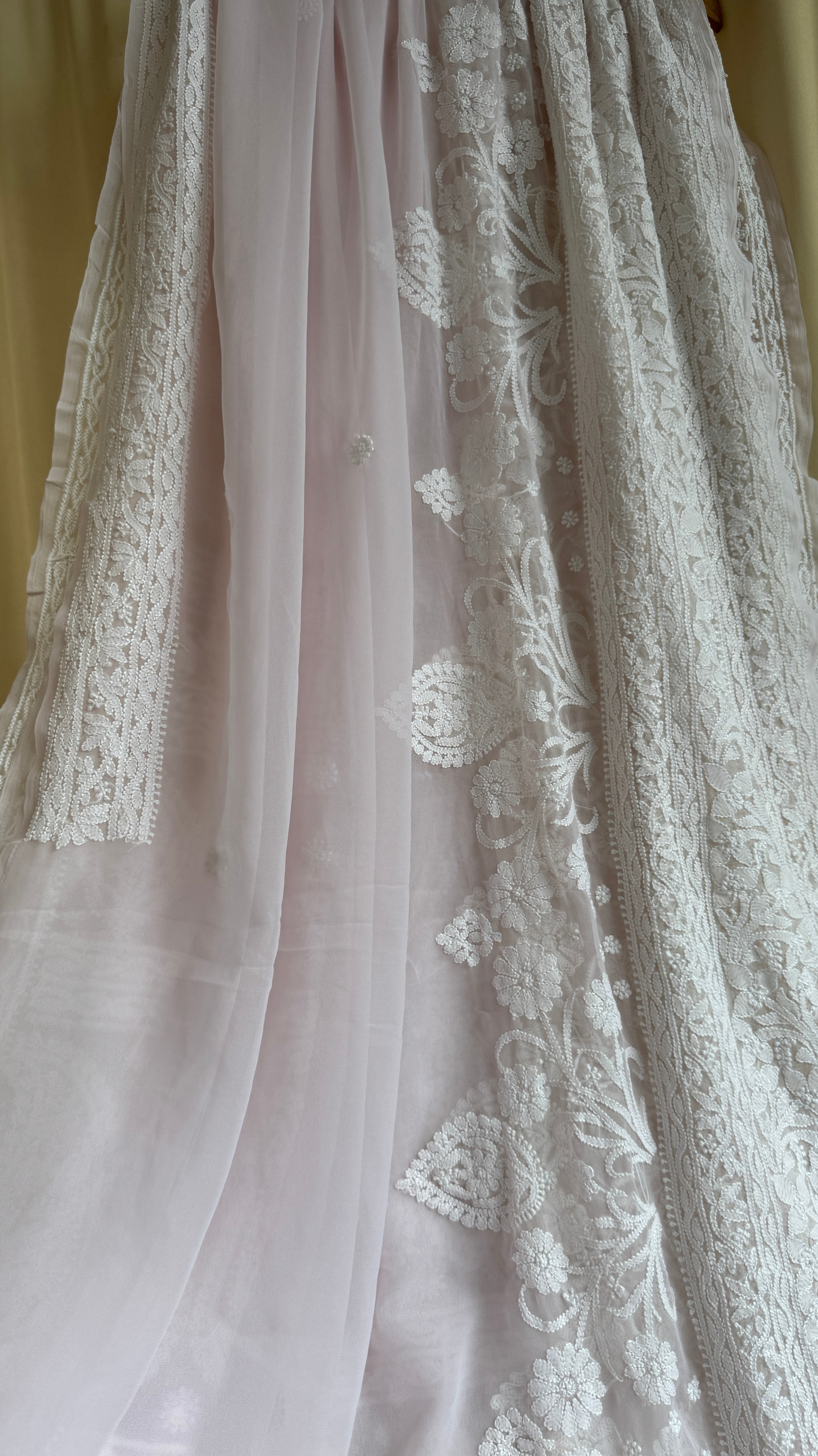 Georgette Chikankari saree in Pale Pink