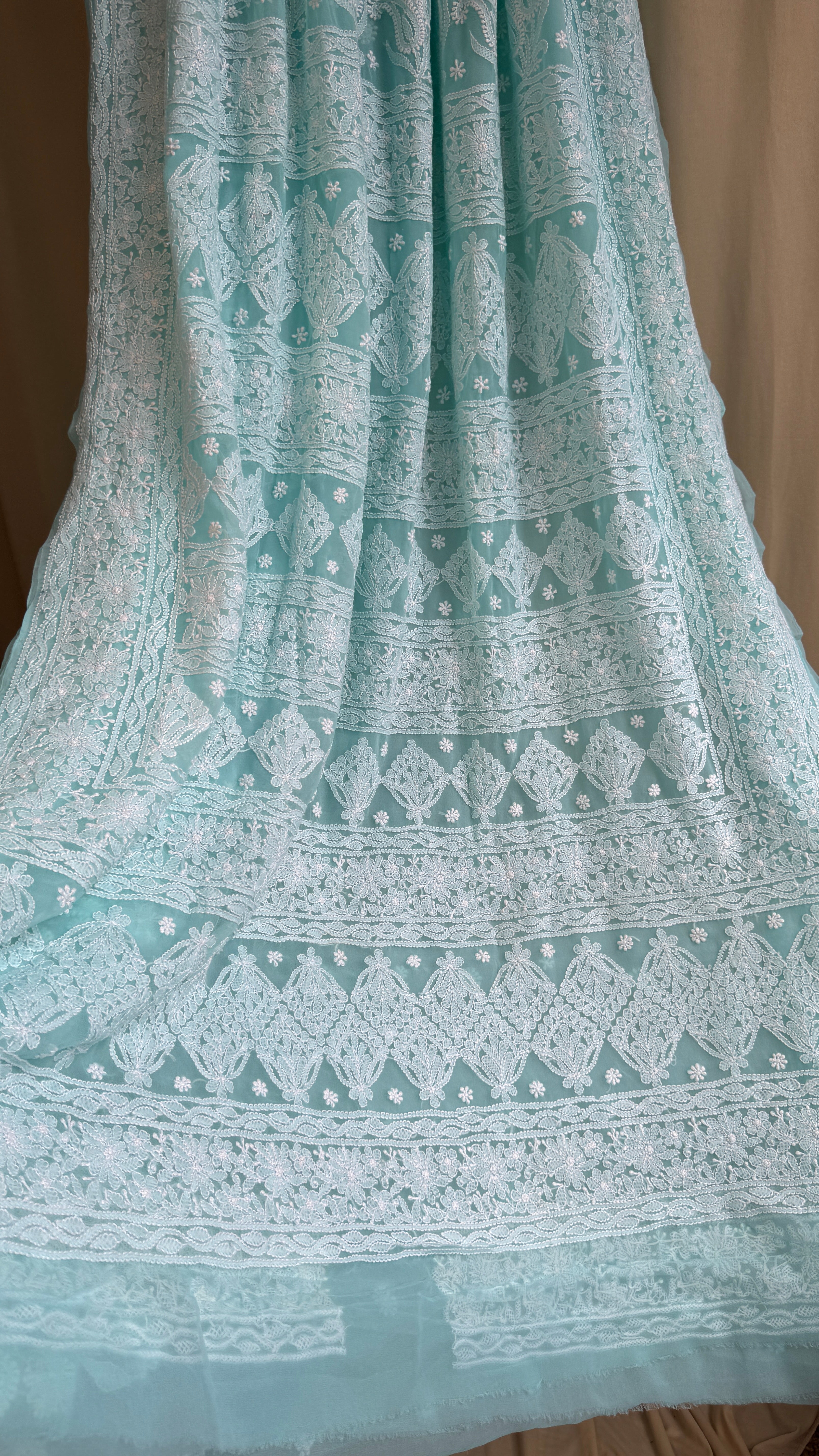 Georgette Chikankari saree in Blue