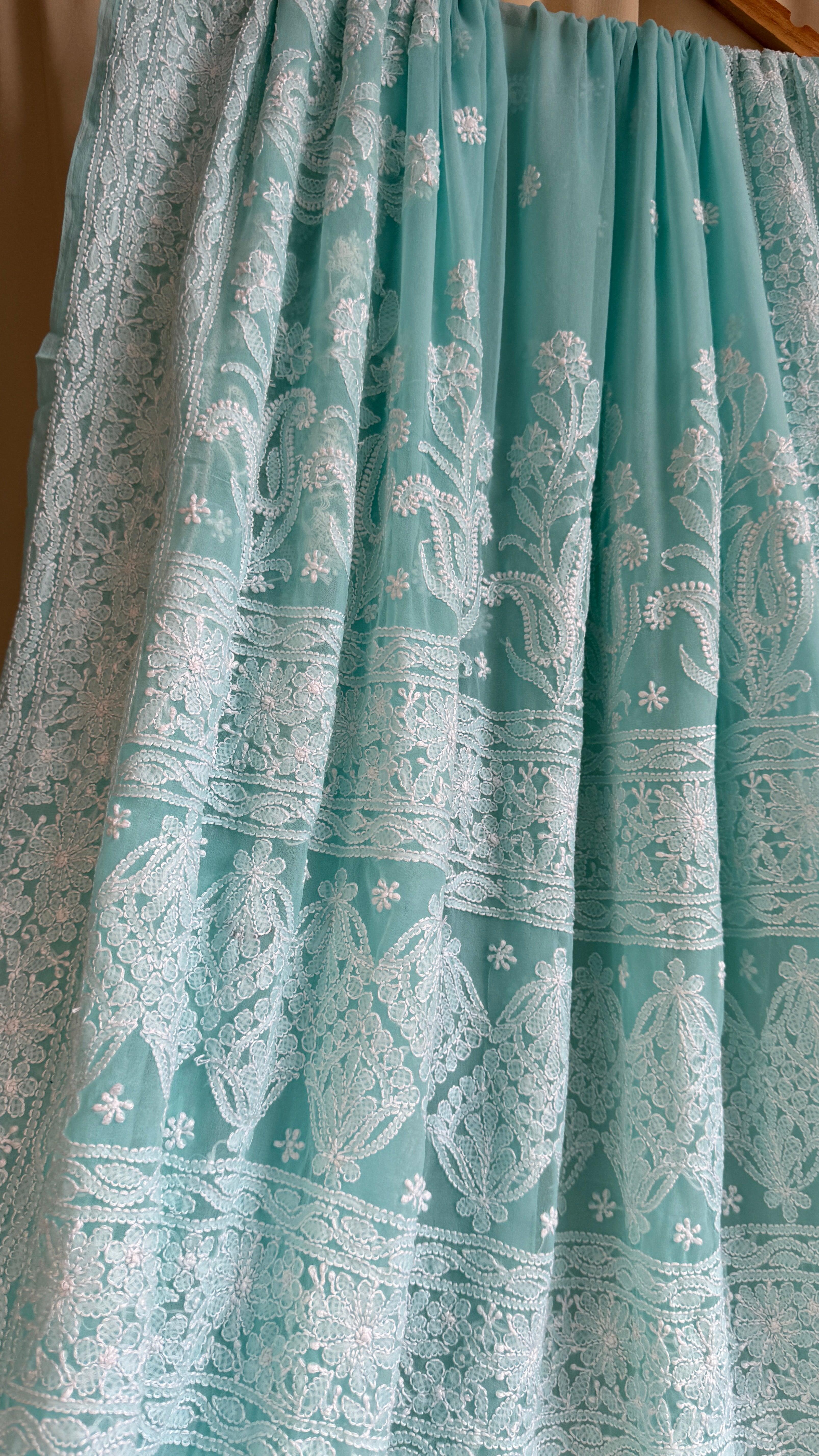 Georgette Chikankari saree in Blue