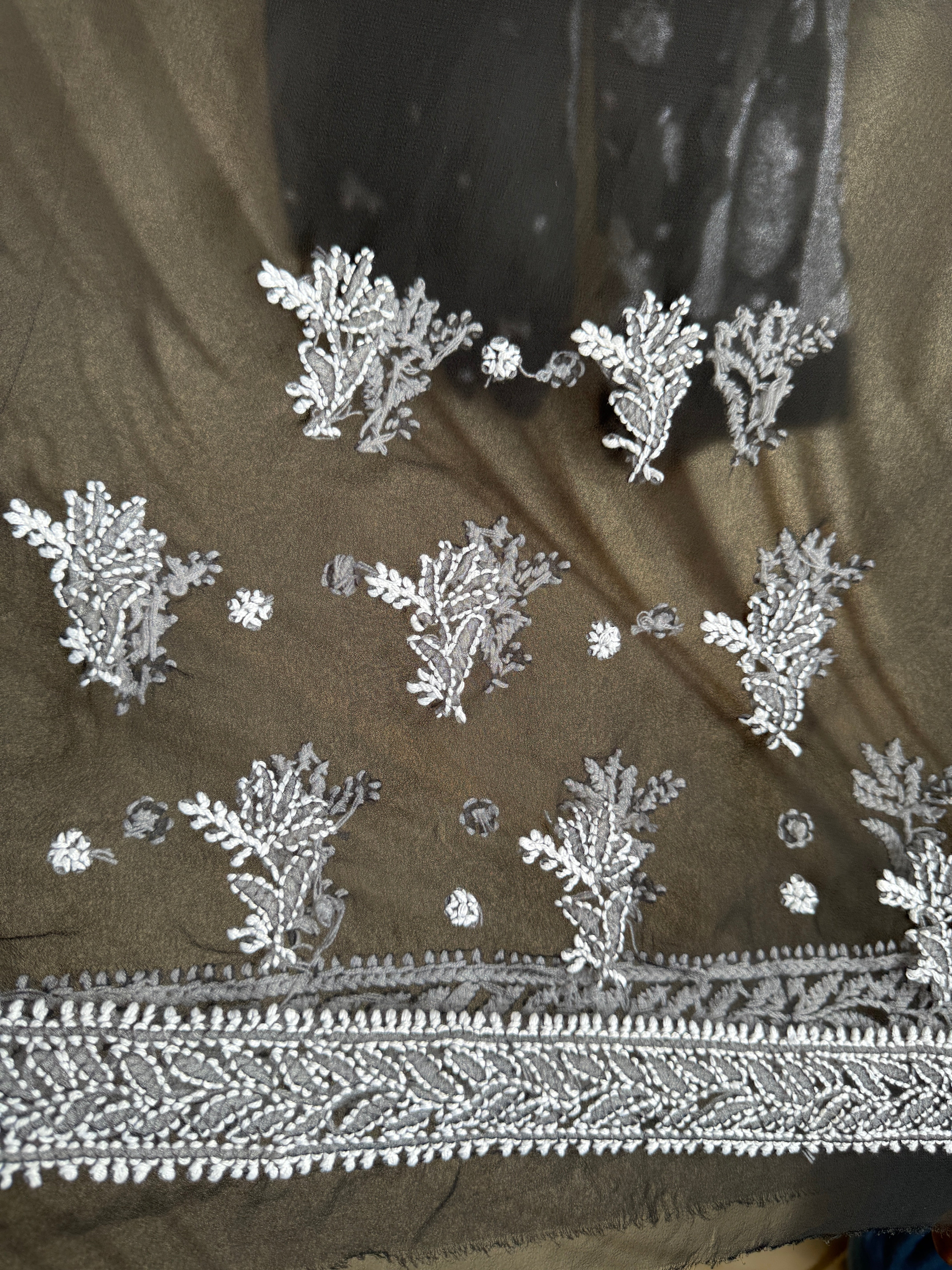 Georgette Chikankari saree in Black ARIAA CHIKANKARI