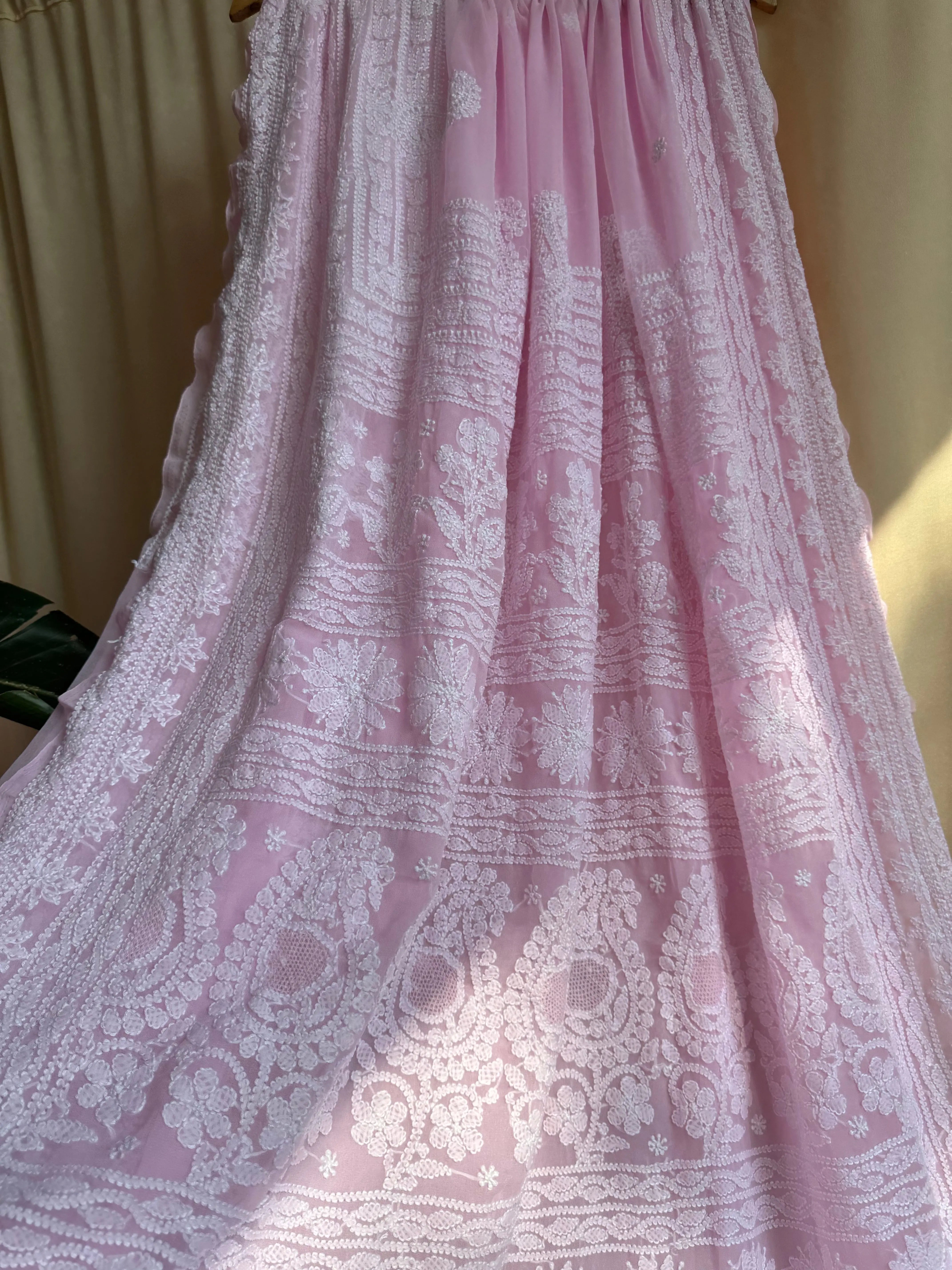 Georgette Chikankari saree in Pink ARIAA CHIKANKARI