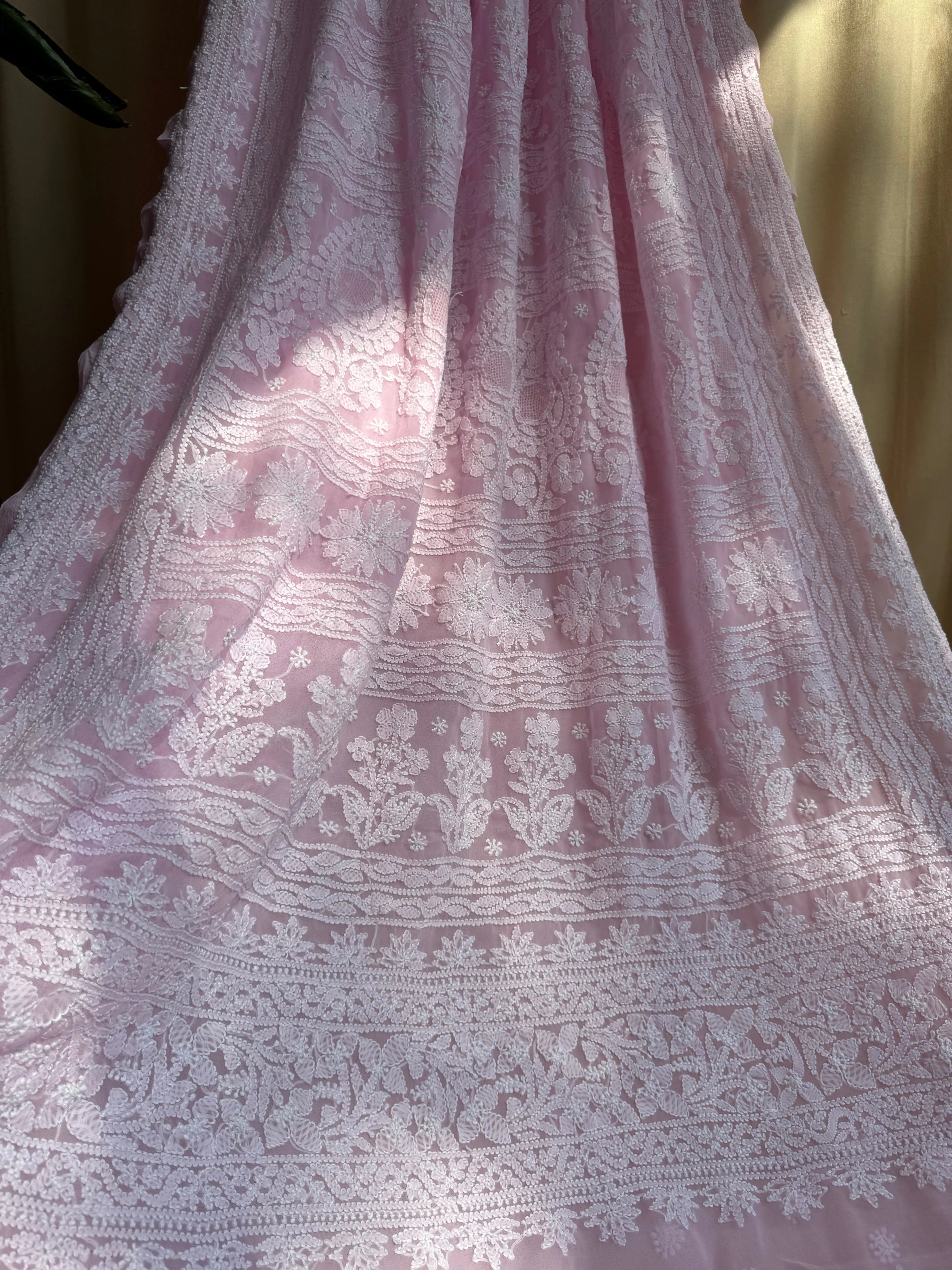 Georgette Chikankari saree in Pink ARIAA CHIKANKARI