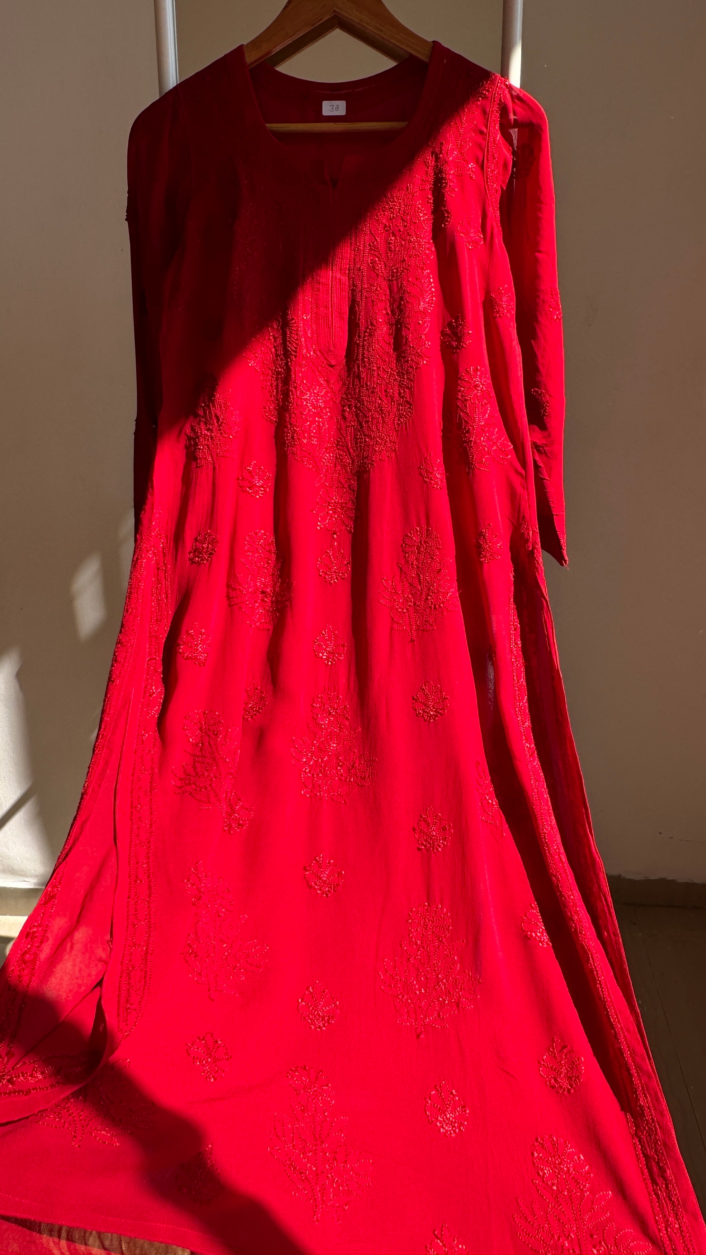 Viscose Kurti - Gala Booti- Red