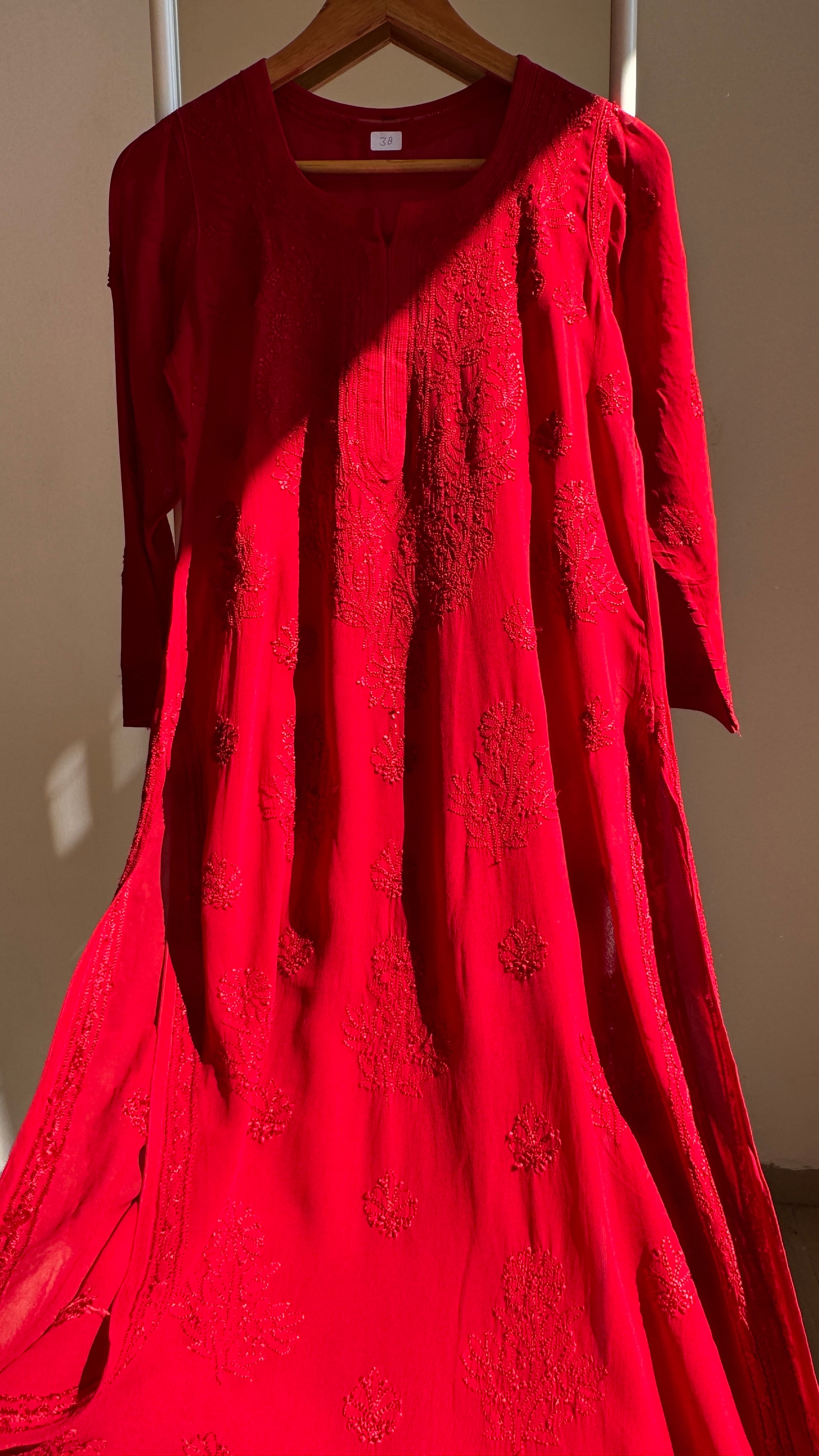 Viscose Kurti - Gala Booti- Red