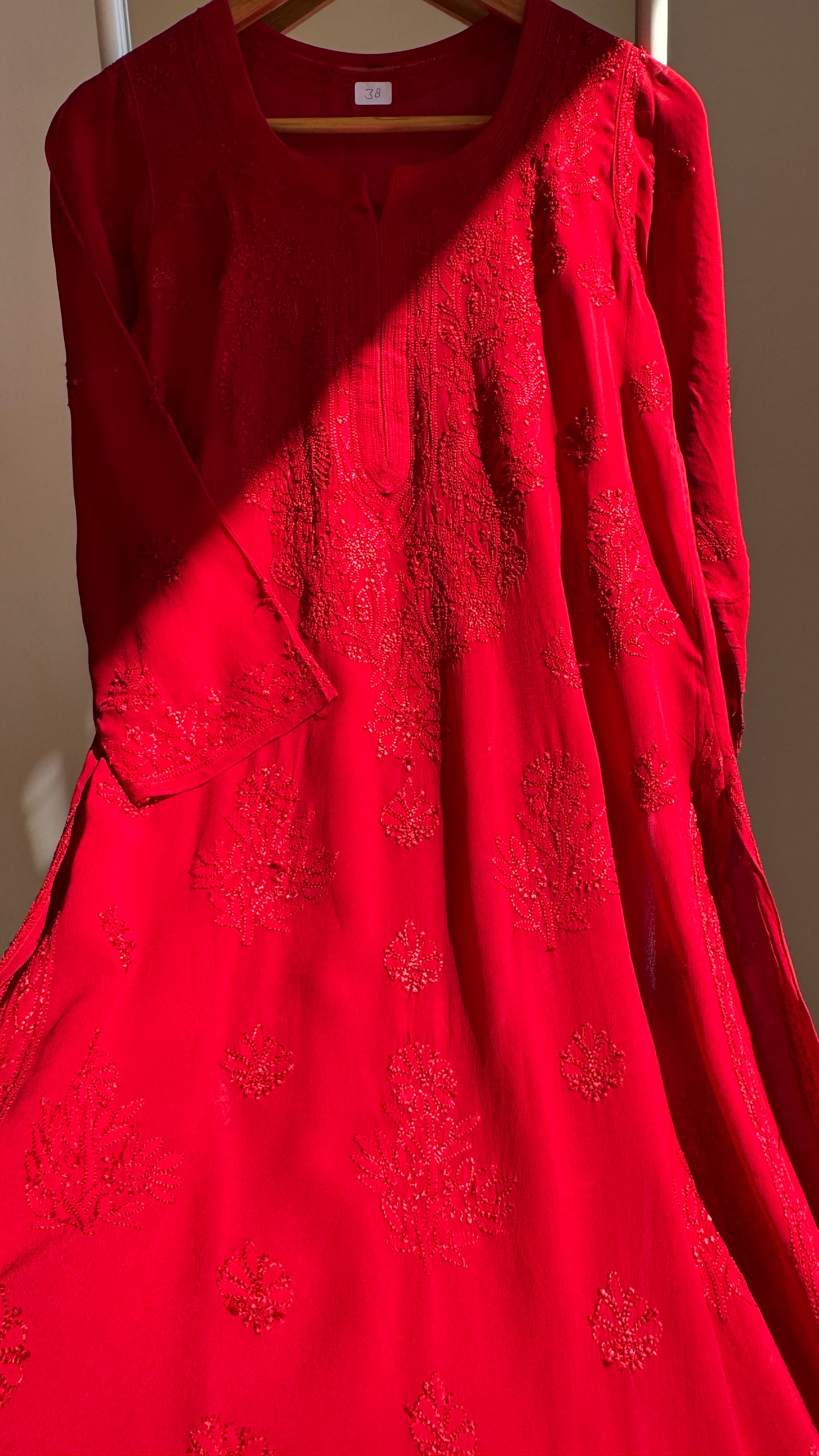 Viscose Kurti - Gala Booti- Red