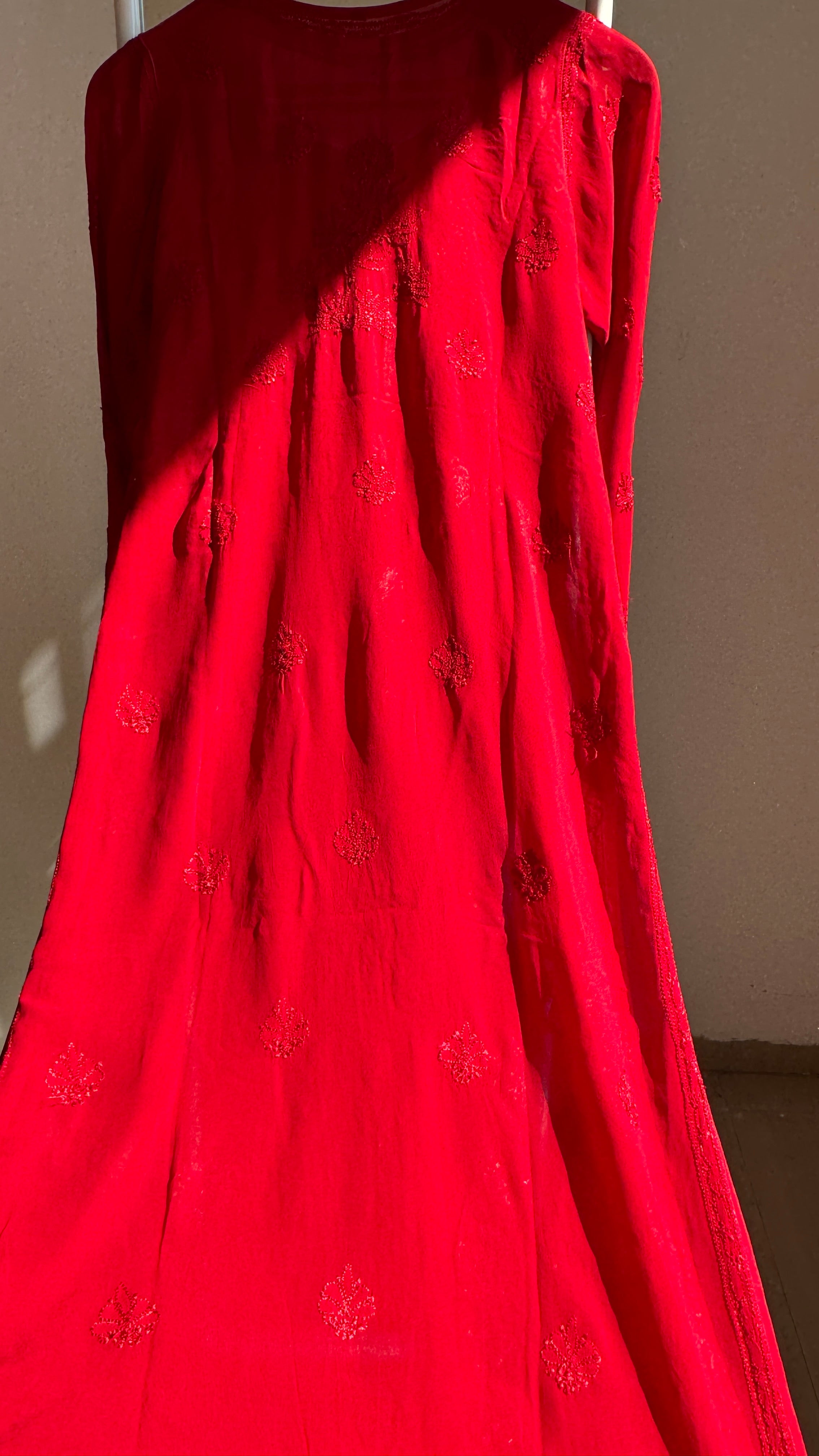 Viscose Kurti - Gala Booti- Red