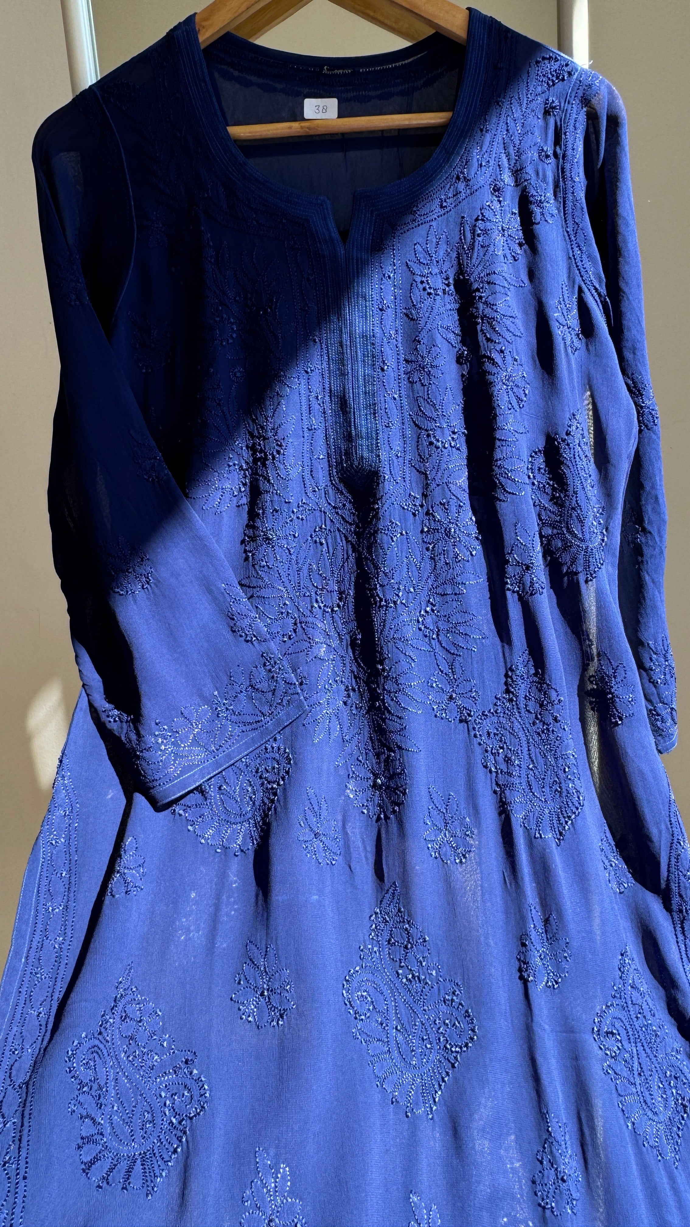 Viscose Kurti - Gala Booti- Blue