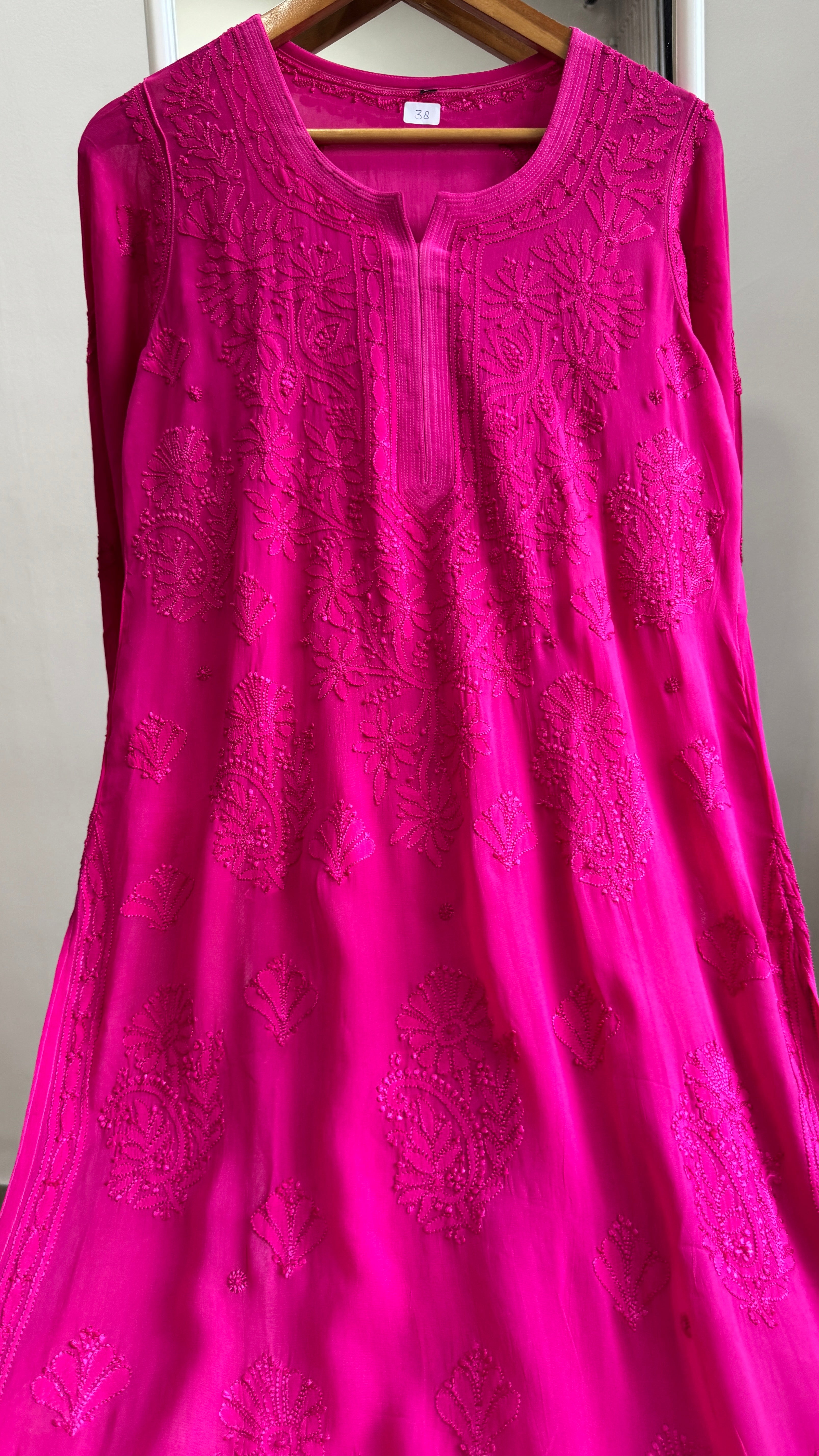 Viscose Kurti - Gala Booti- Hot Pink