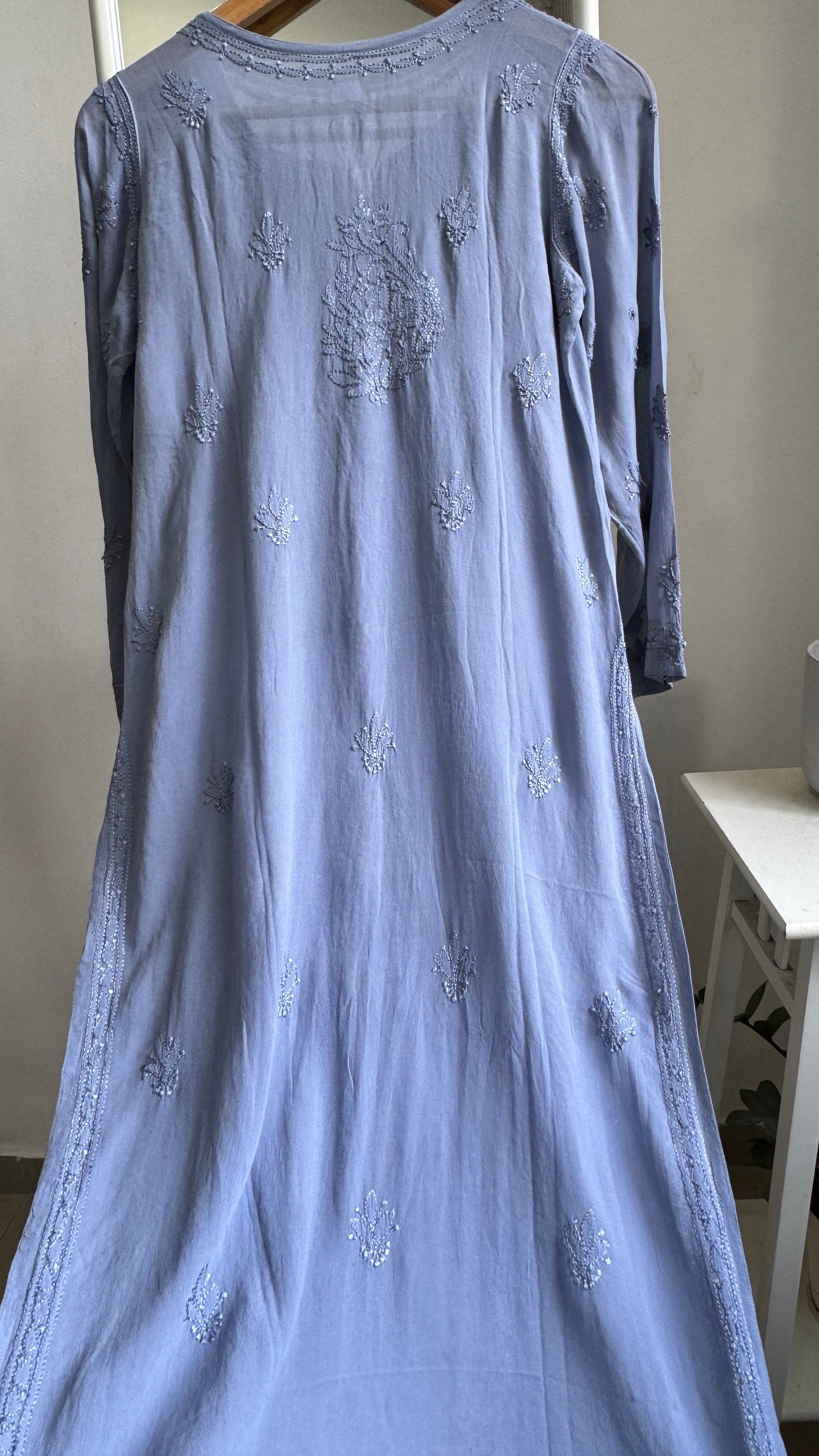 Viscose Kurti - Gala Booti- Cool Grey