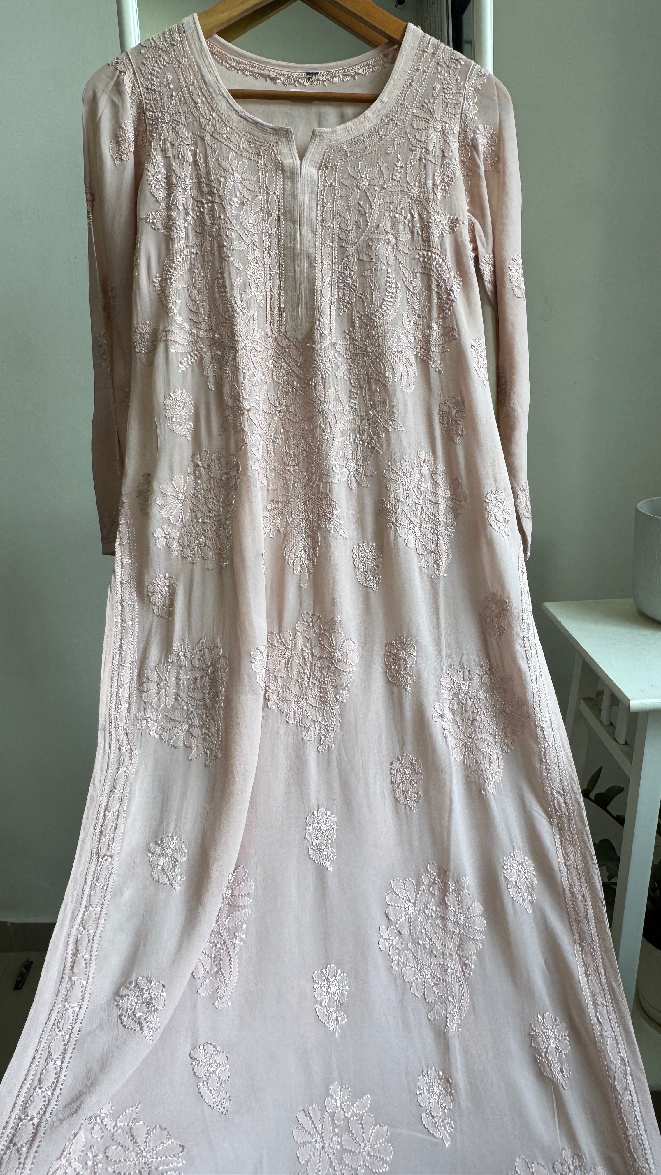Viscose Kurti - Gala Booti- Nude pink