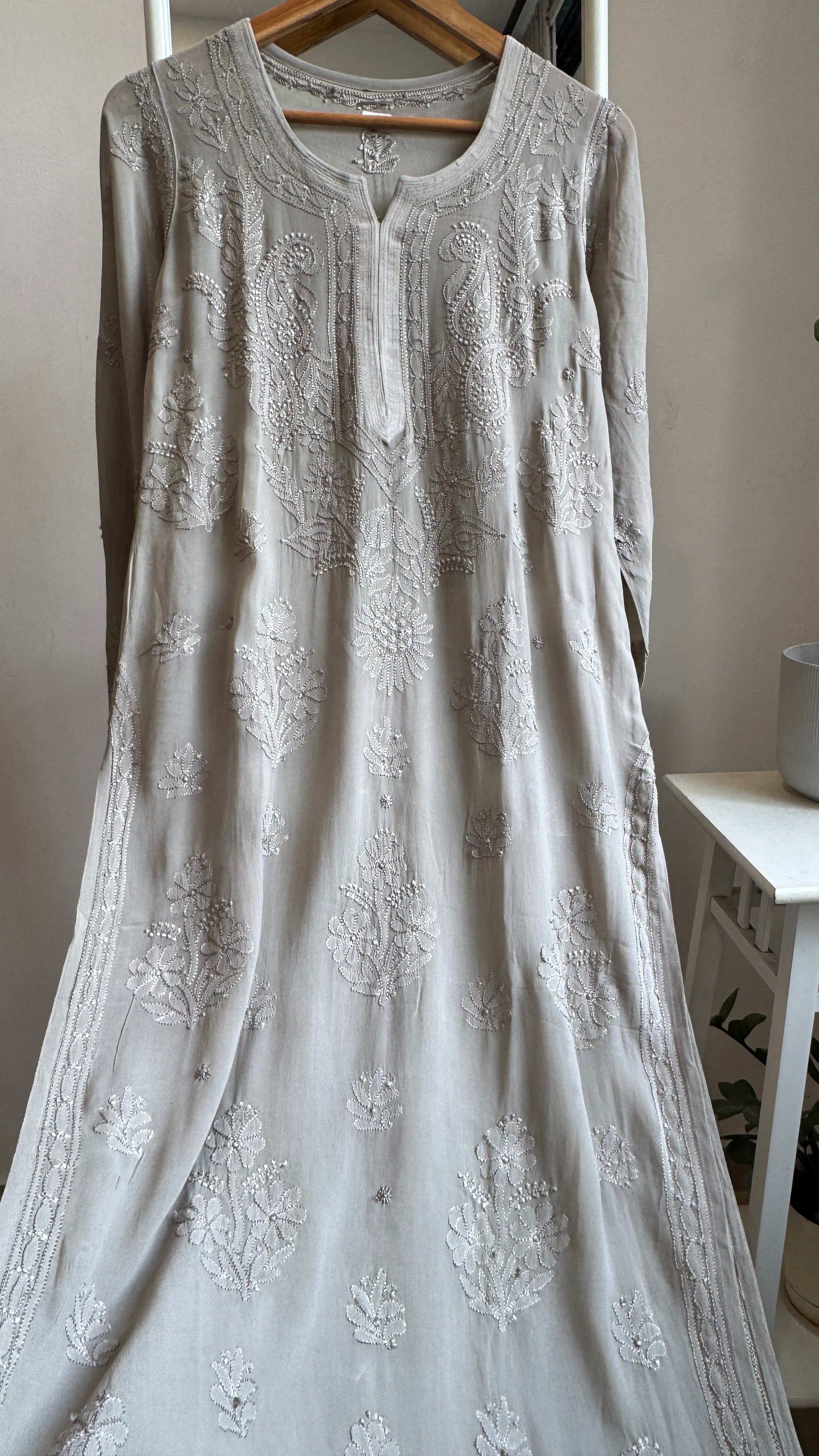 Viscose Kurti - Gala Booti- Sage Green