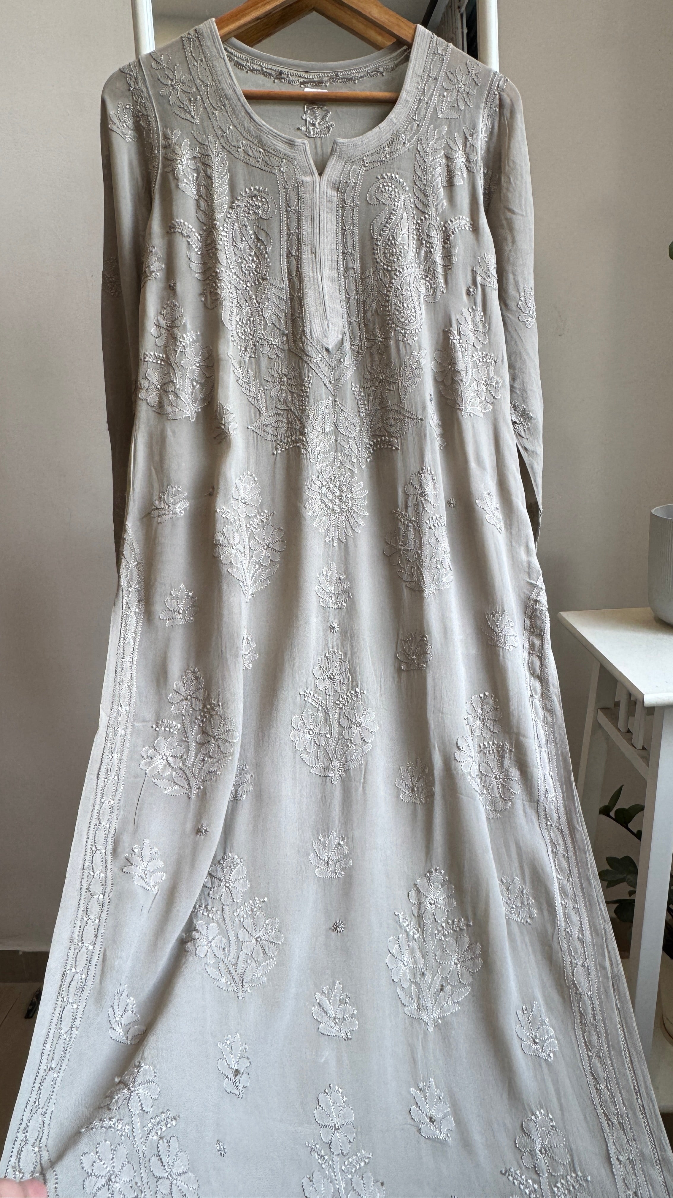 Viscose Kurti - Gala Booti- Sage Green