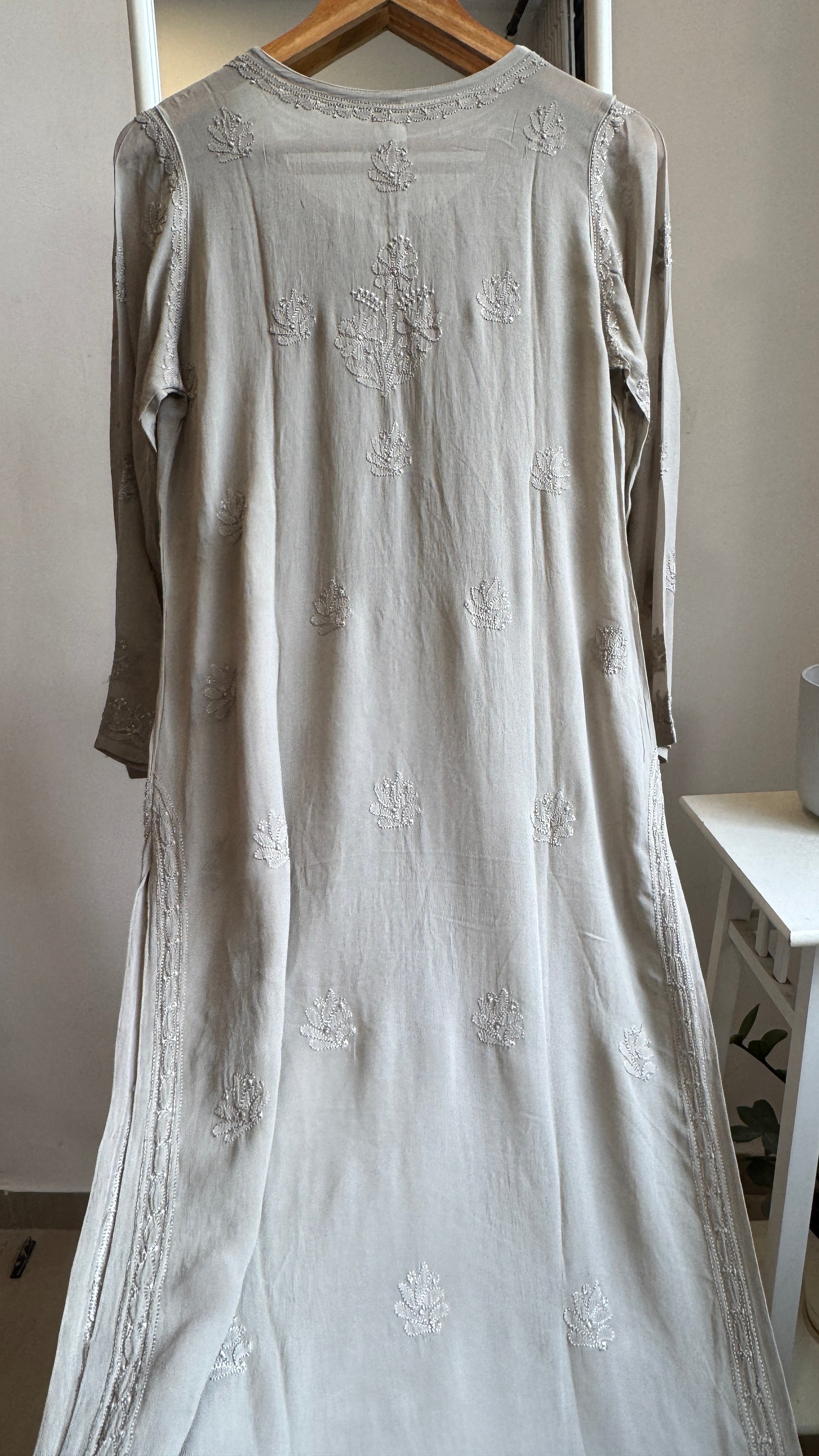 Viscose Kurti - Gala Booti- Sage Green