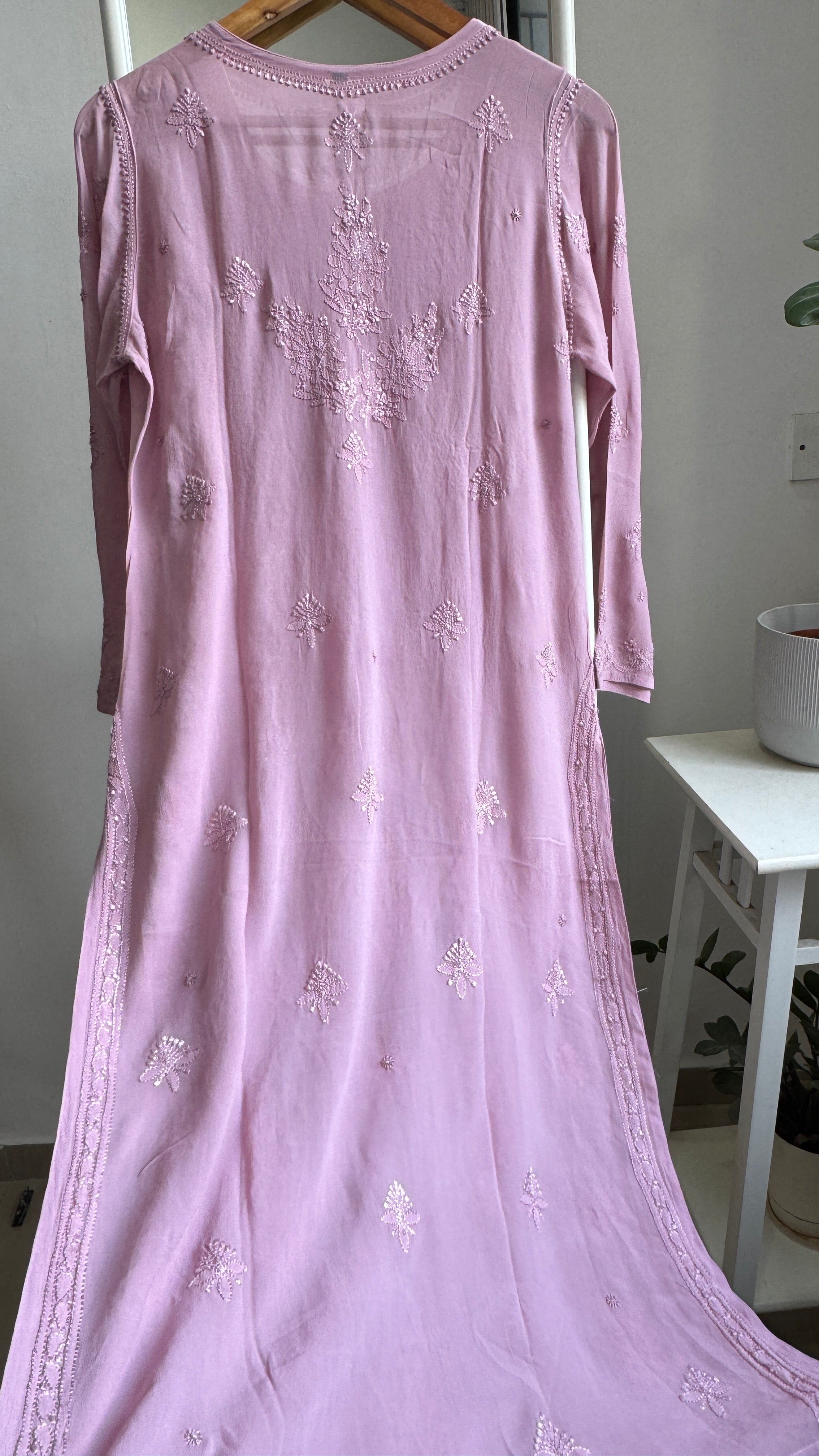 Viscose Kurti - Gala Booti- Onion Pink