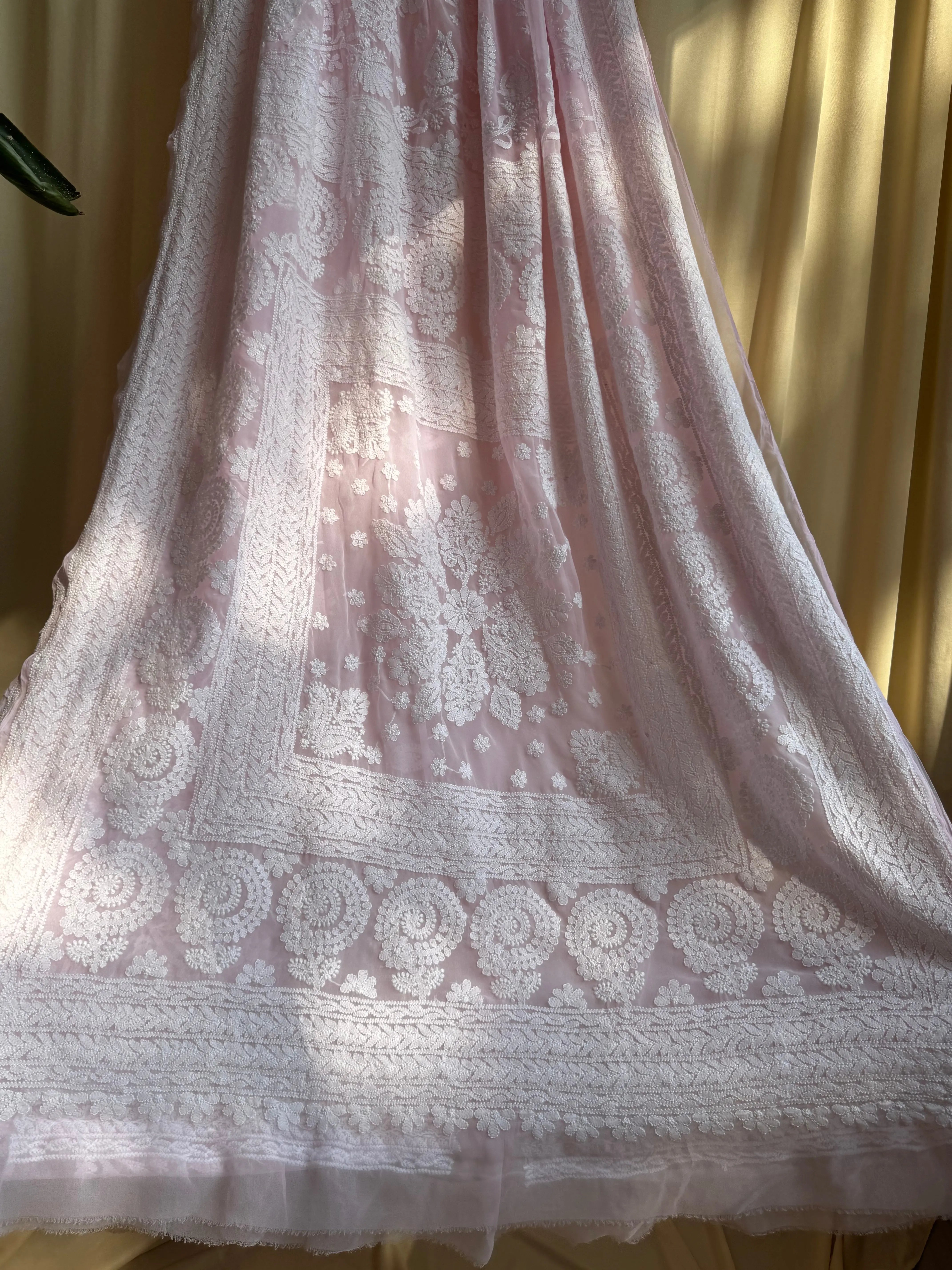 Georgette Chikankari saree in Pink ARIAA CHIKANKARI