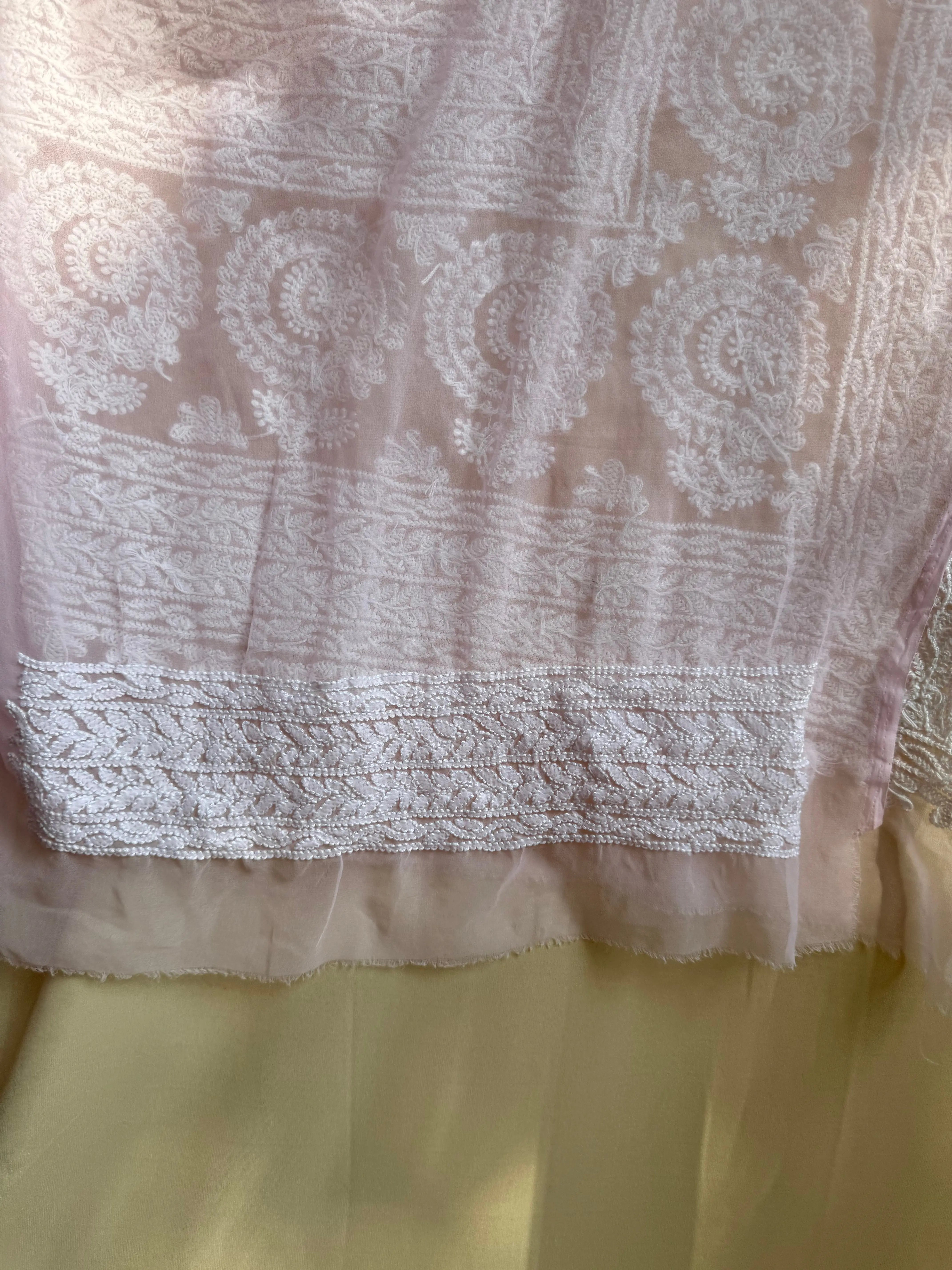 Georgette Chikankari saree in Pink ARIAA CHIKANKARI