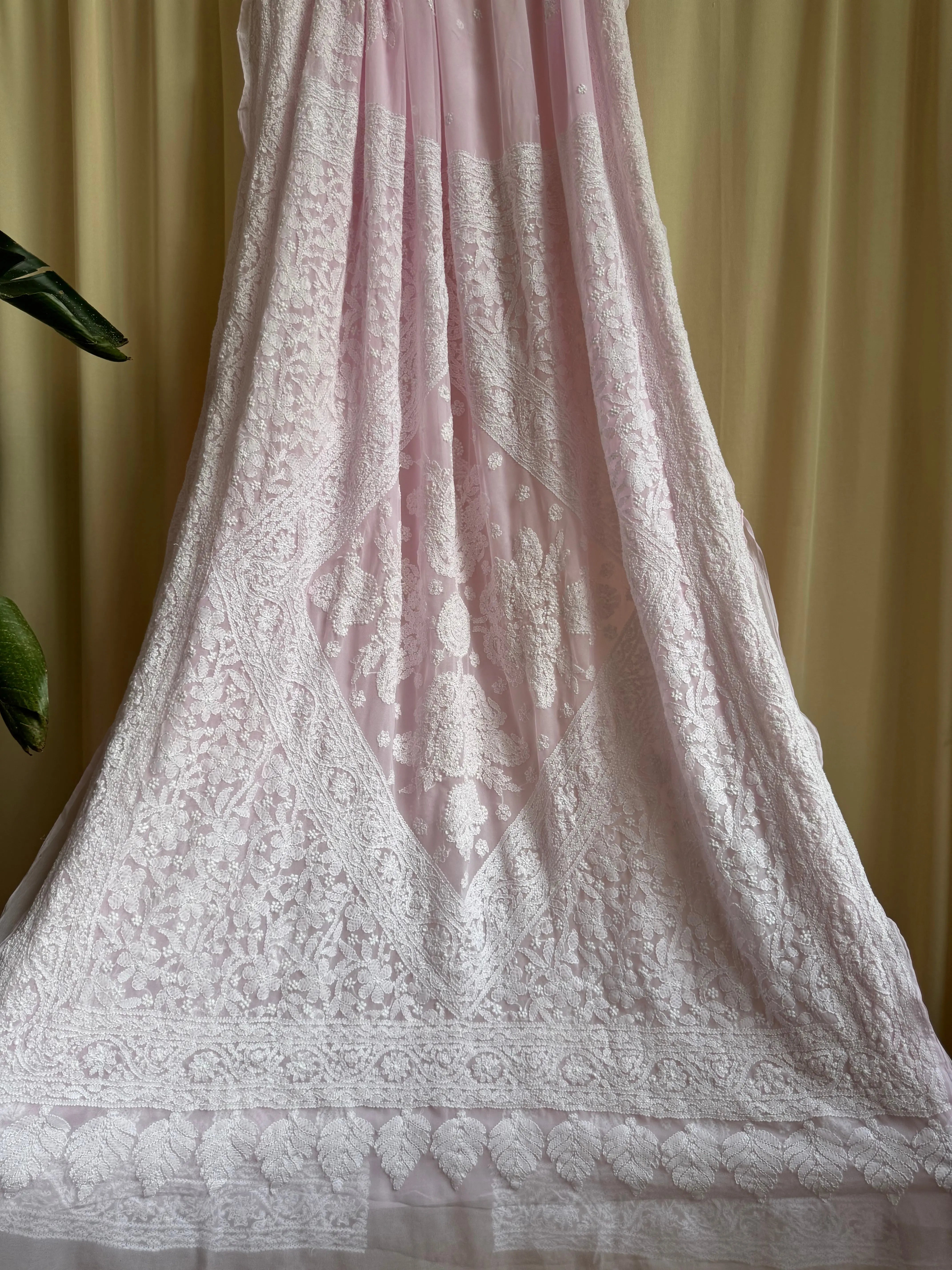 Georgette Chikankari saree in Pink ARIAA CHIKANKARI