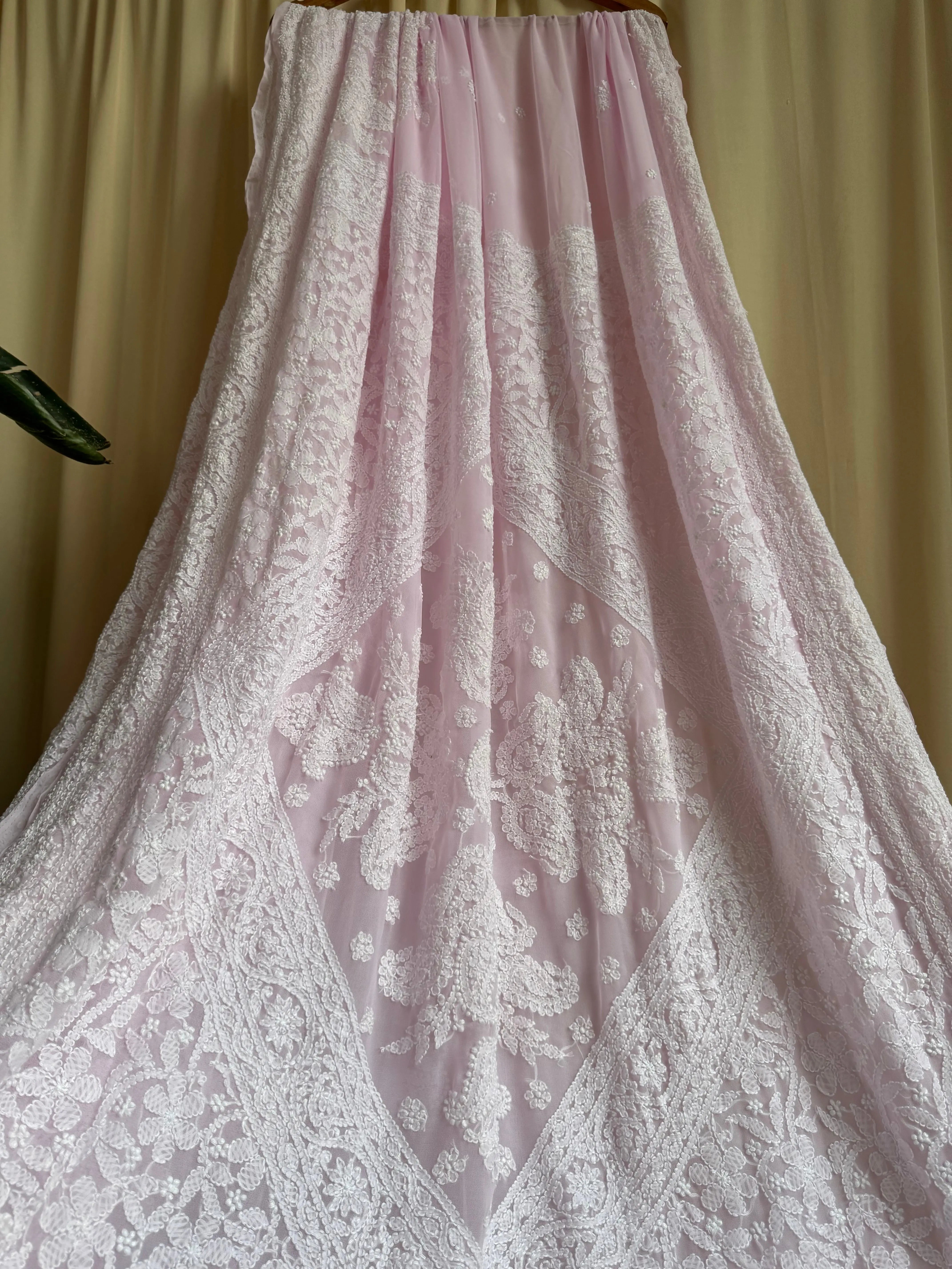 Georgette Chikankari saree in Pink ARIAA CHIKANKARI