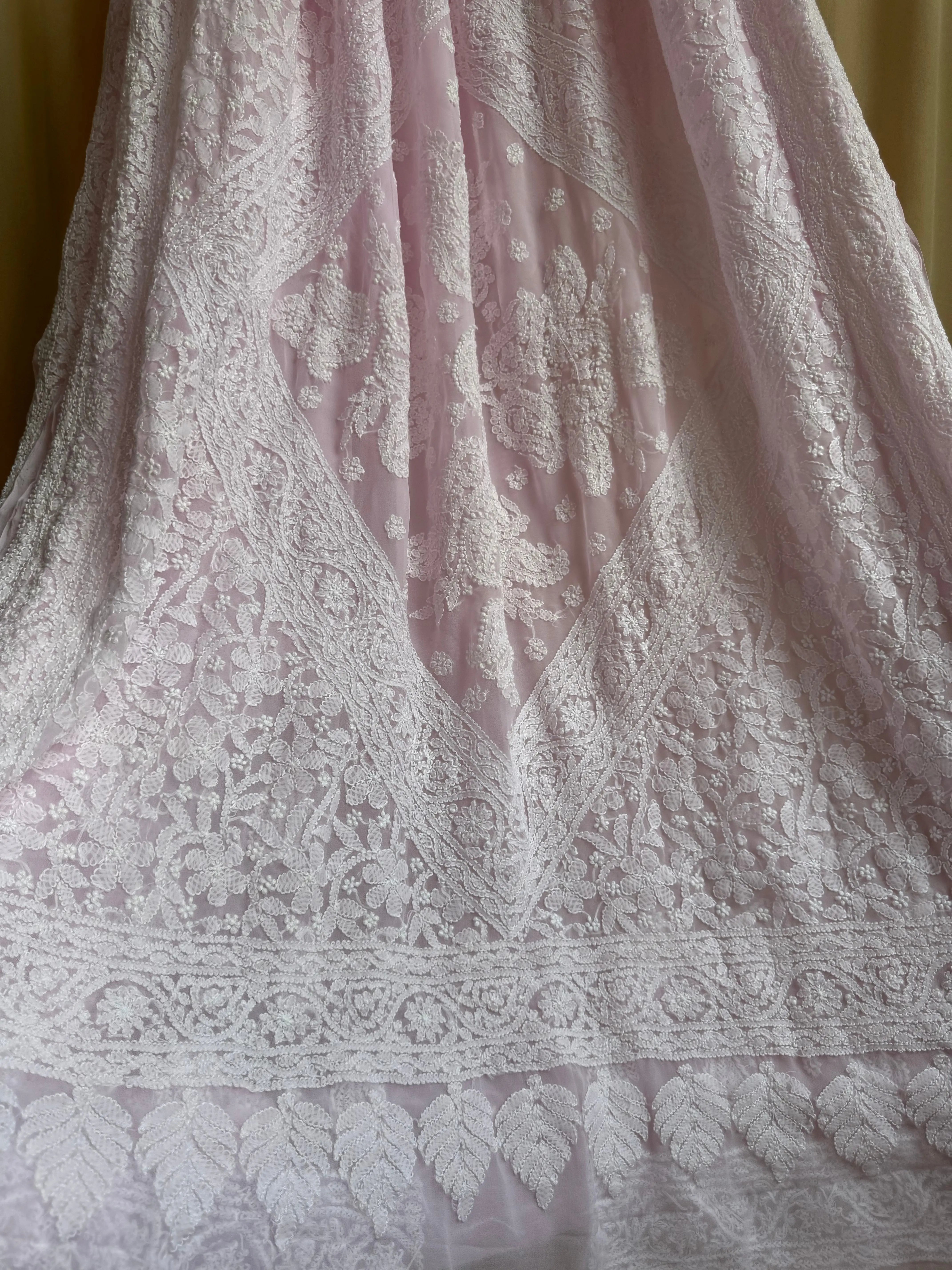 Georgette Chikankari saree in Pink ARIAA CHIKANKARI