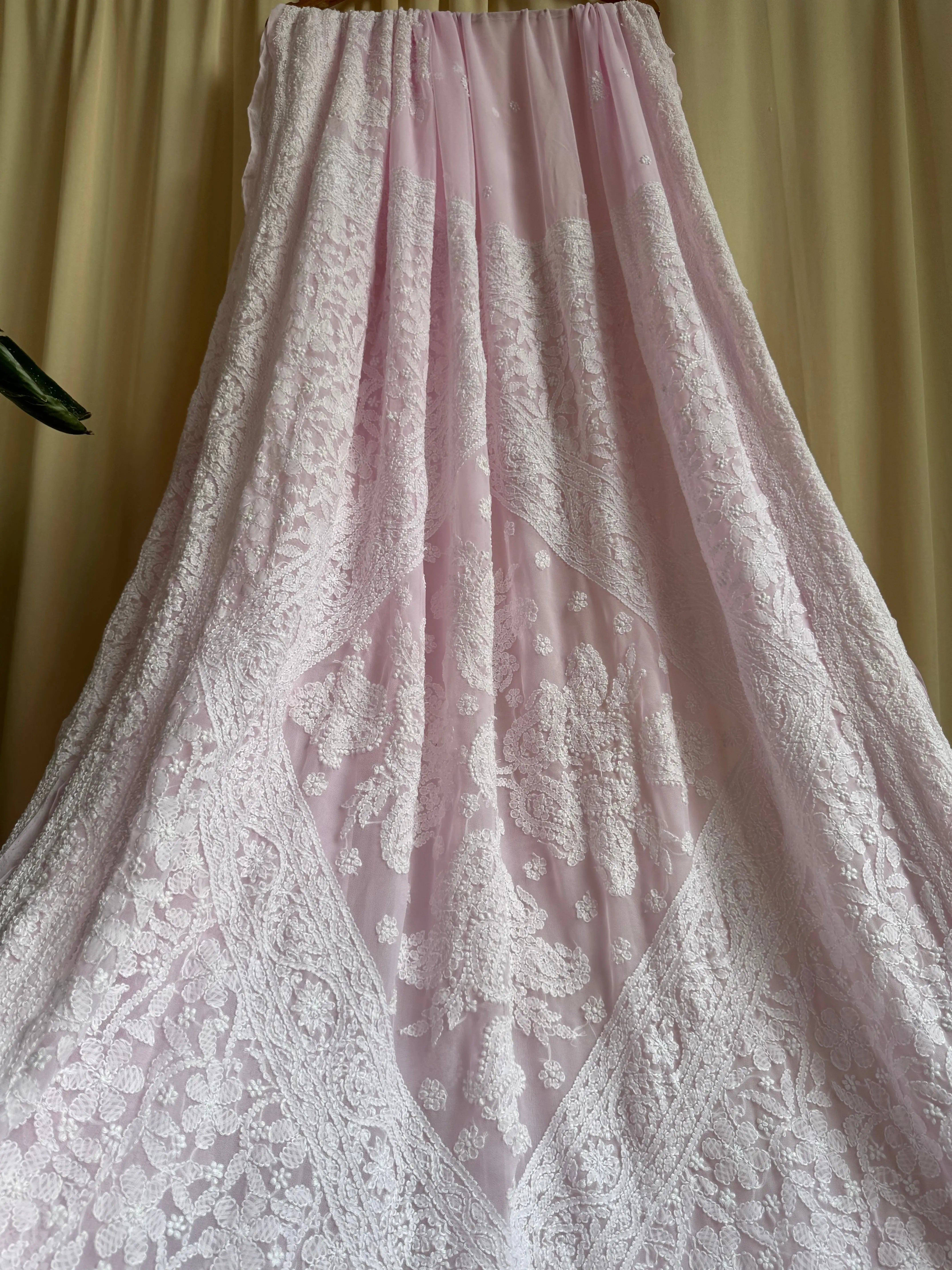 Georgette Chikankari saree in Pink ARIAA CHIKANKARI