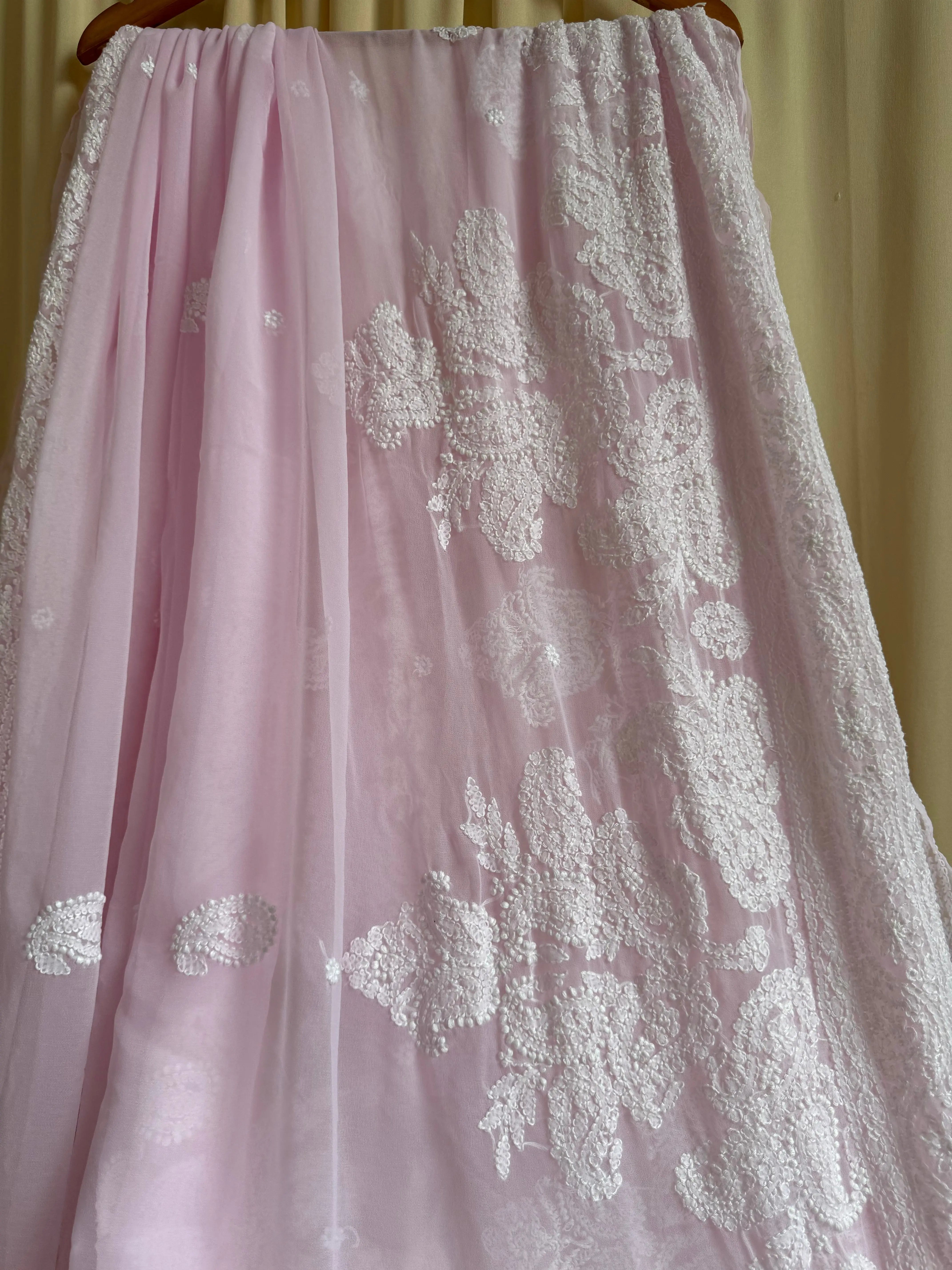 Georgette Chikankari saree in Pink ARIAA CHIKANKARI